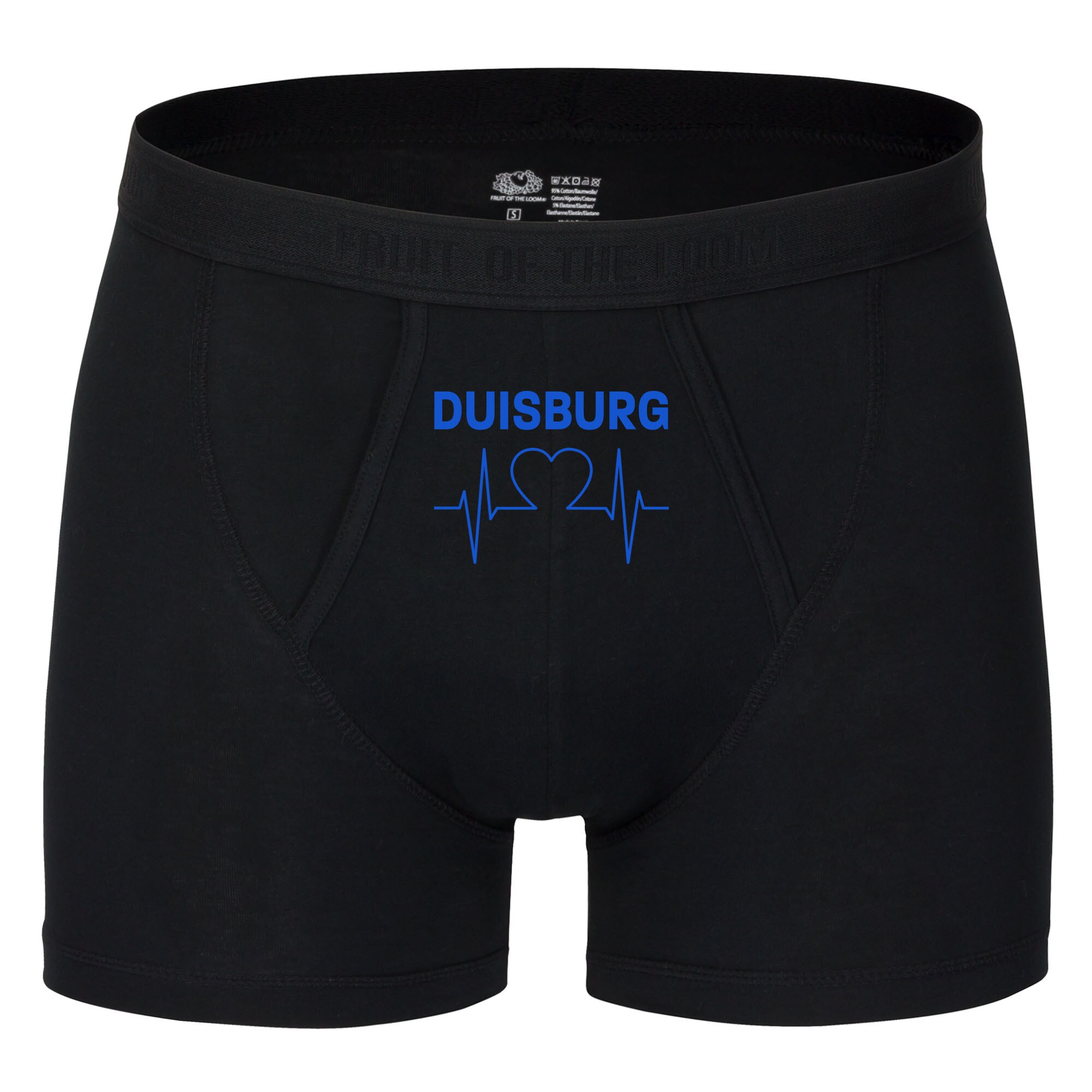 multifanshop Herren Boxer Short - Duisburg - Herzschlag - Druck blau - Unterw&auml;sche 