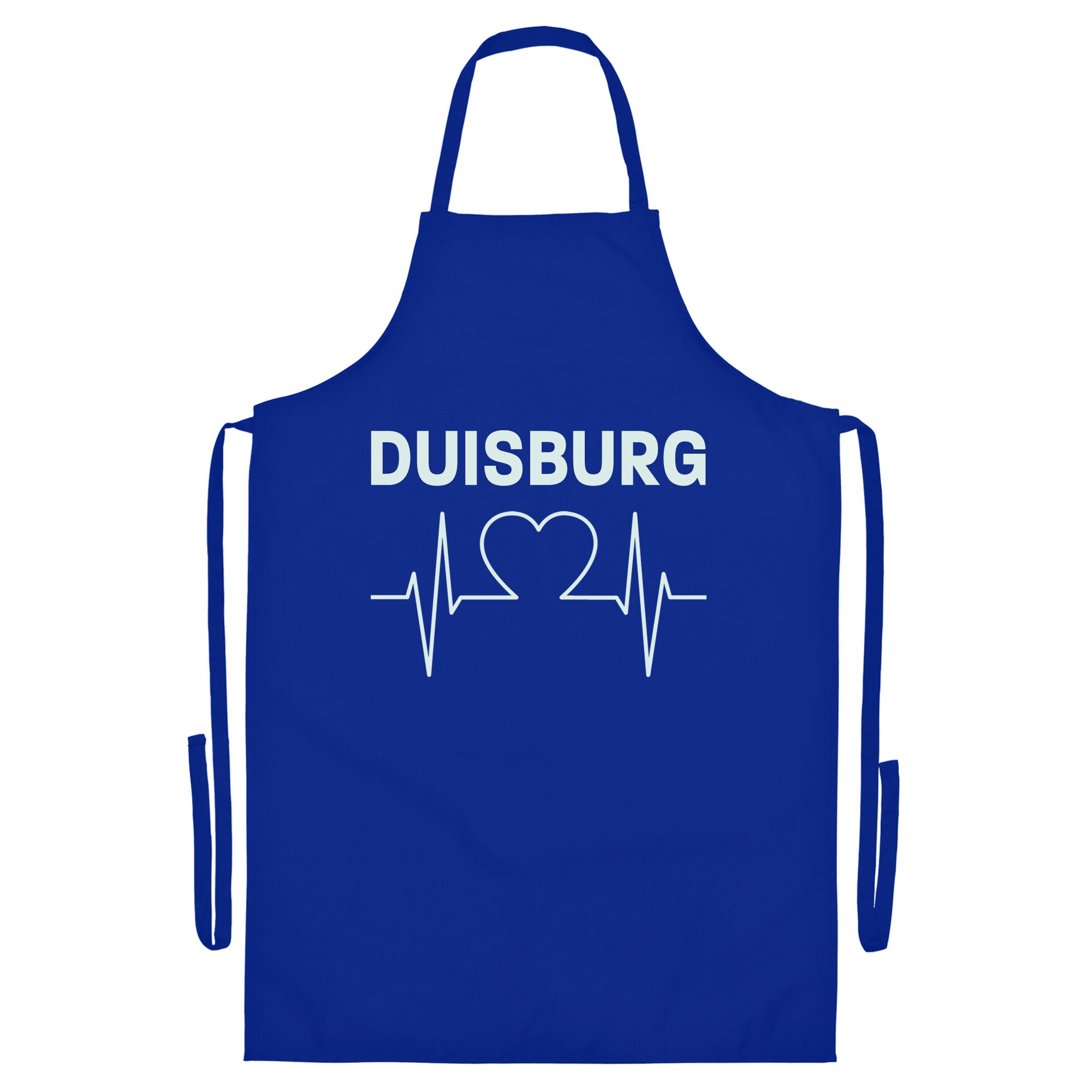 multifanshop Grillsch&uuml;rze - Duisburg - Herzschlag - Druck wei&szlig; - Sch&uuml;rze 