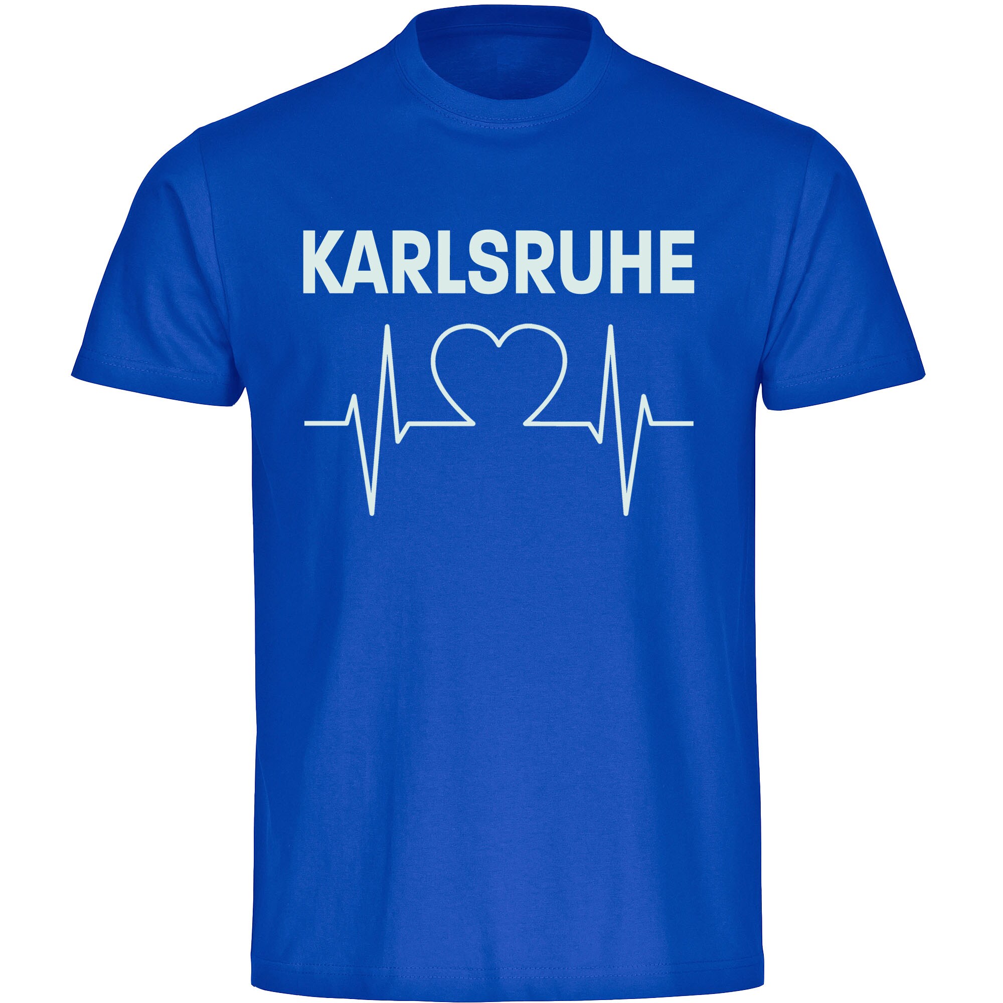 multifanshop Herren T-Shirt - Karlsruhe - Herzschlag - Druck wei&szlig; - M&auml;nner 