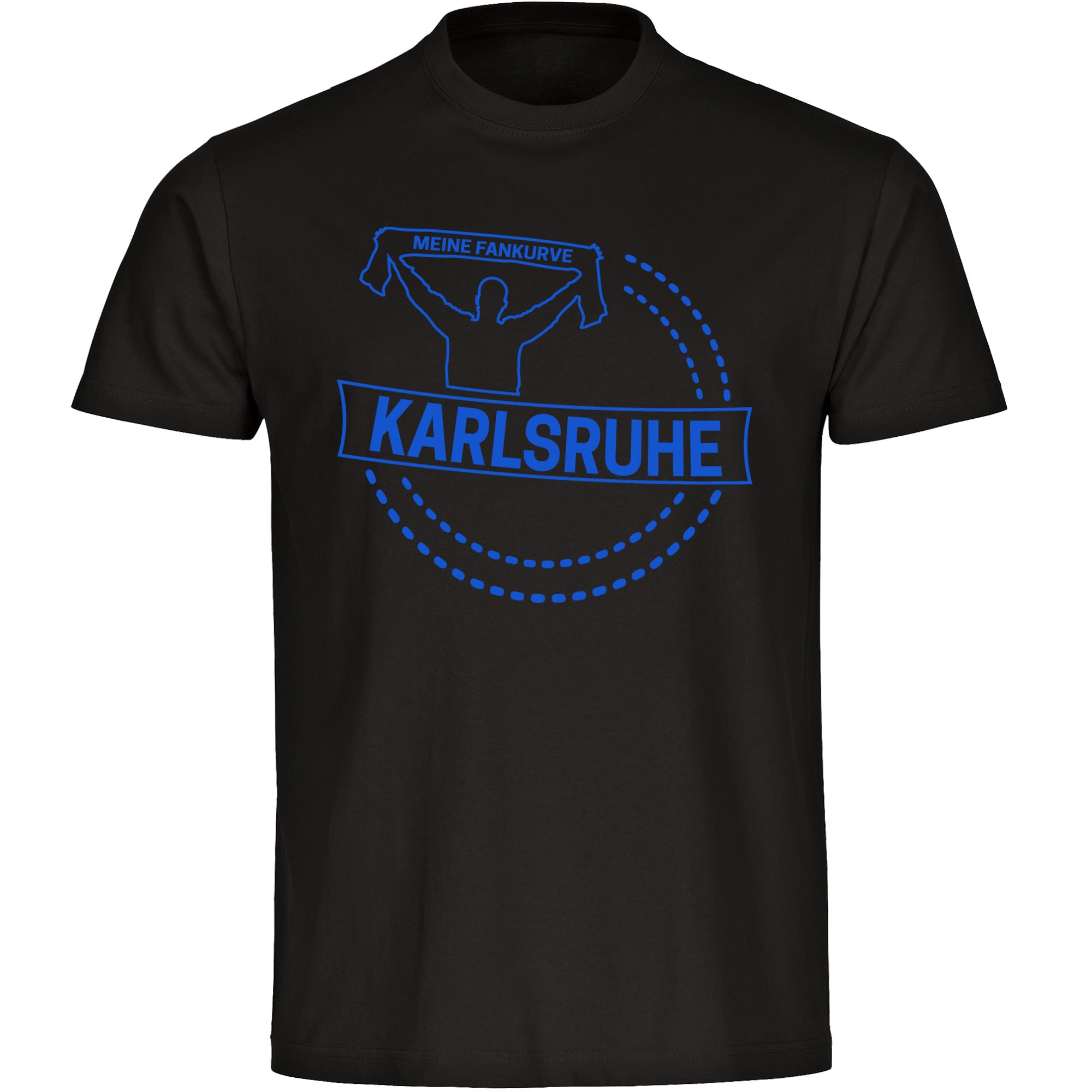 multifanshop Herren T-Shirt - Karlsruhe - Meine Fankurve - Druck blau - M&auml;nner 