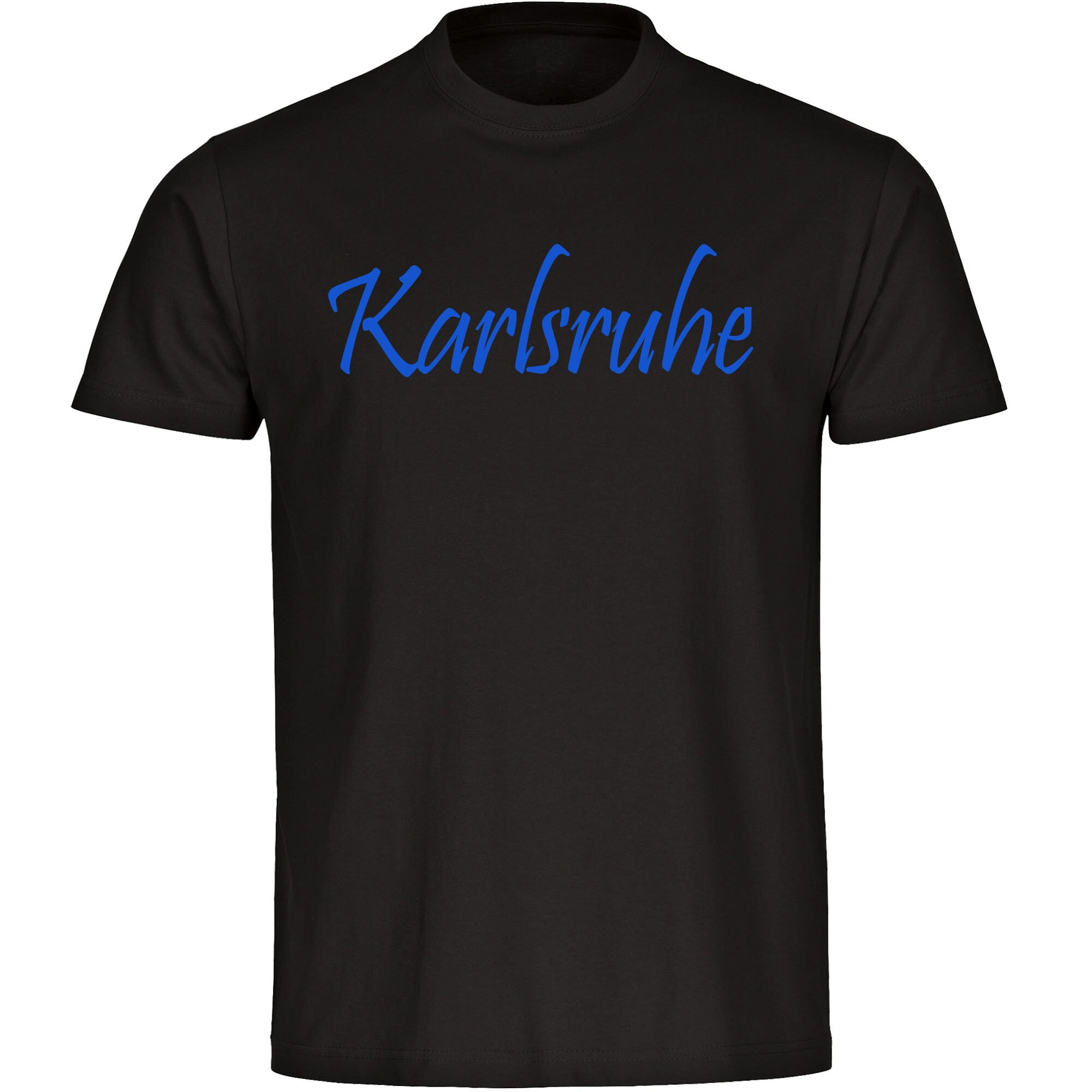 multifanshop Herren T-Shirt - Karlsruhe - Schriftzug - Druck blau - M&auml;nner 