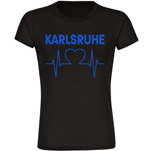 multifanshop Damen T-Shirt - Karlsruhe - Herzschlag - Druck blau - Frauen 
