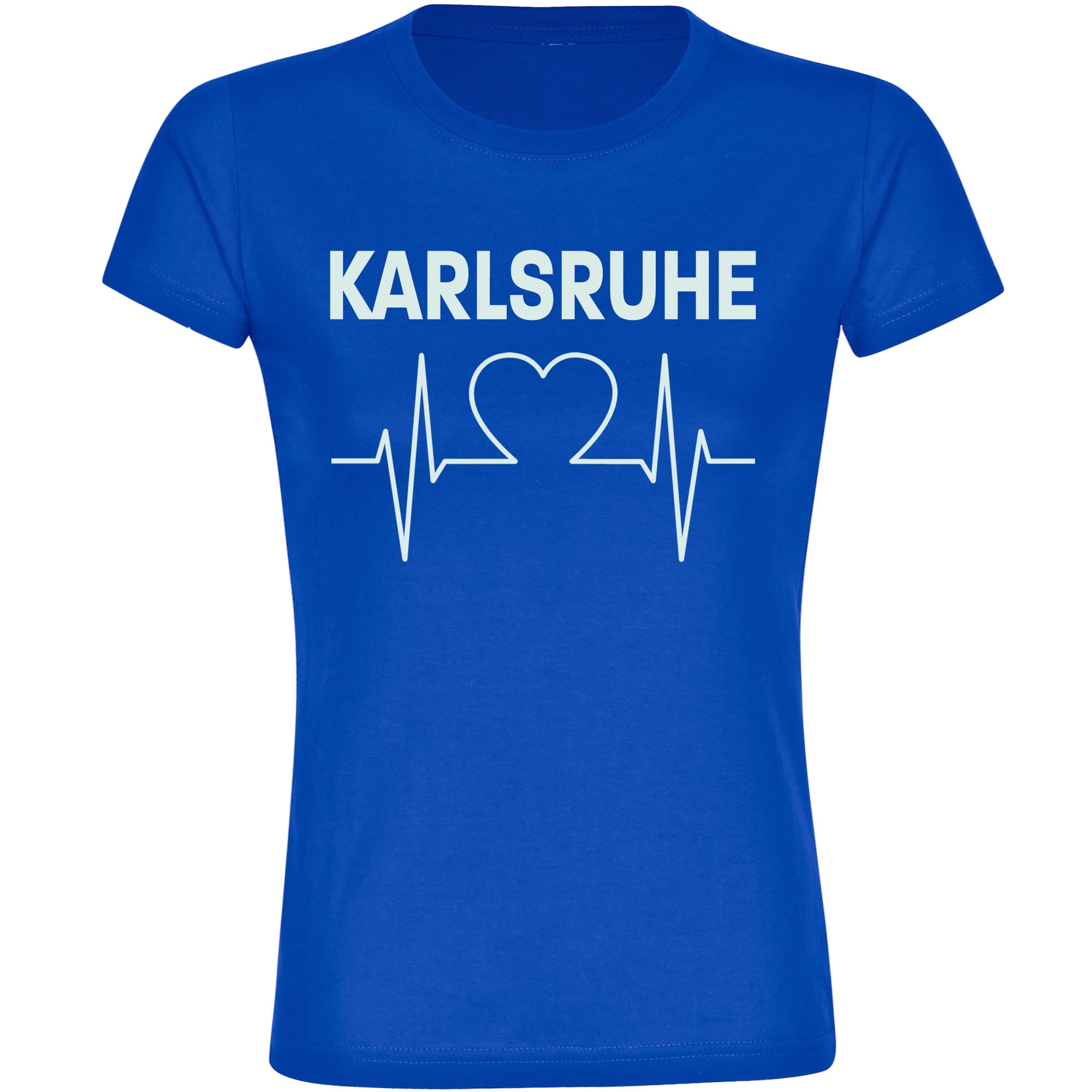 multifanshop Damen T-Shirt - Karlsruhe - Herzschlag - Druck wei&szlig; - Frauen 