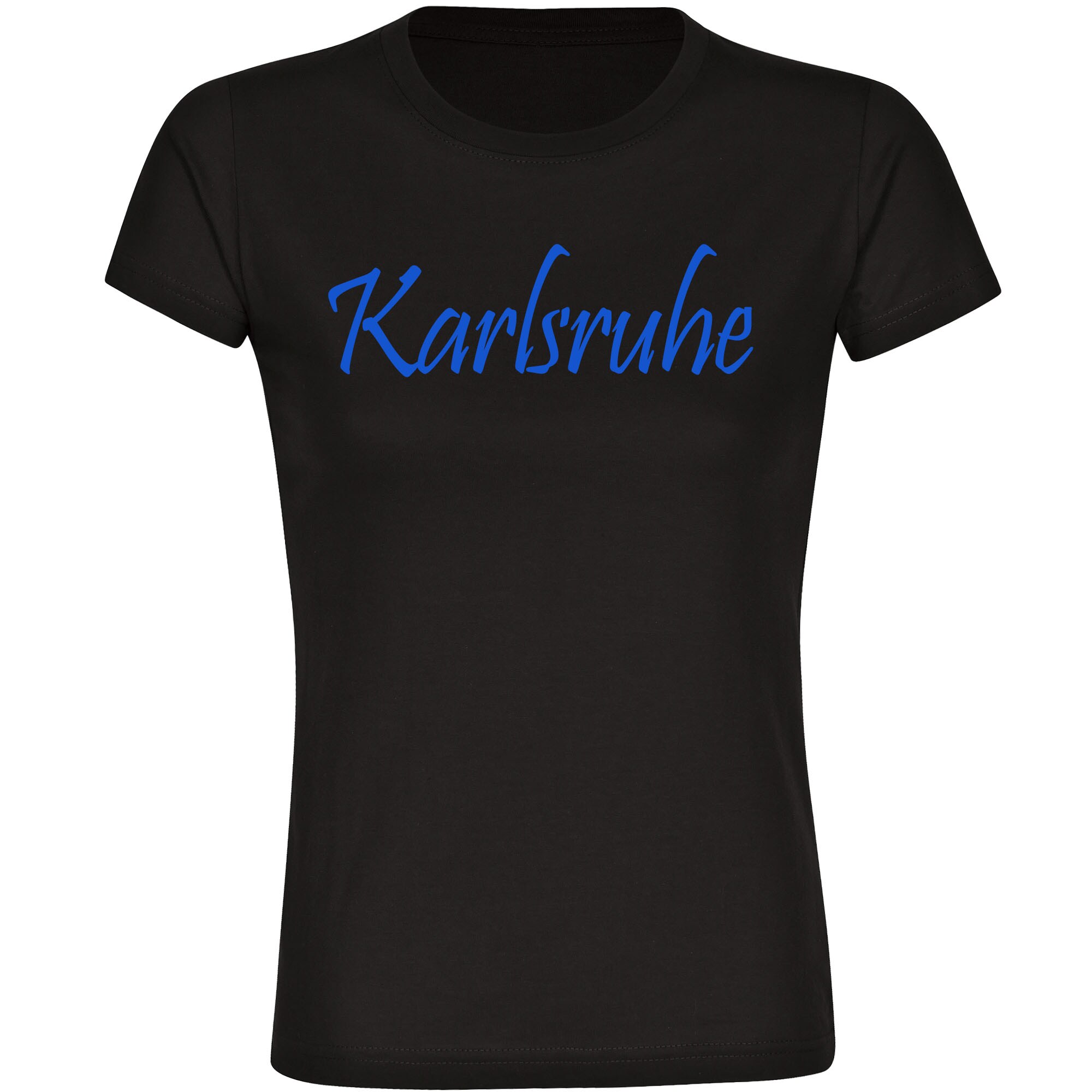 multifanshop Damen T-Shirt - Karlsruhe - Schriftzug - Druck blau - Frauen 