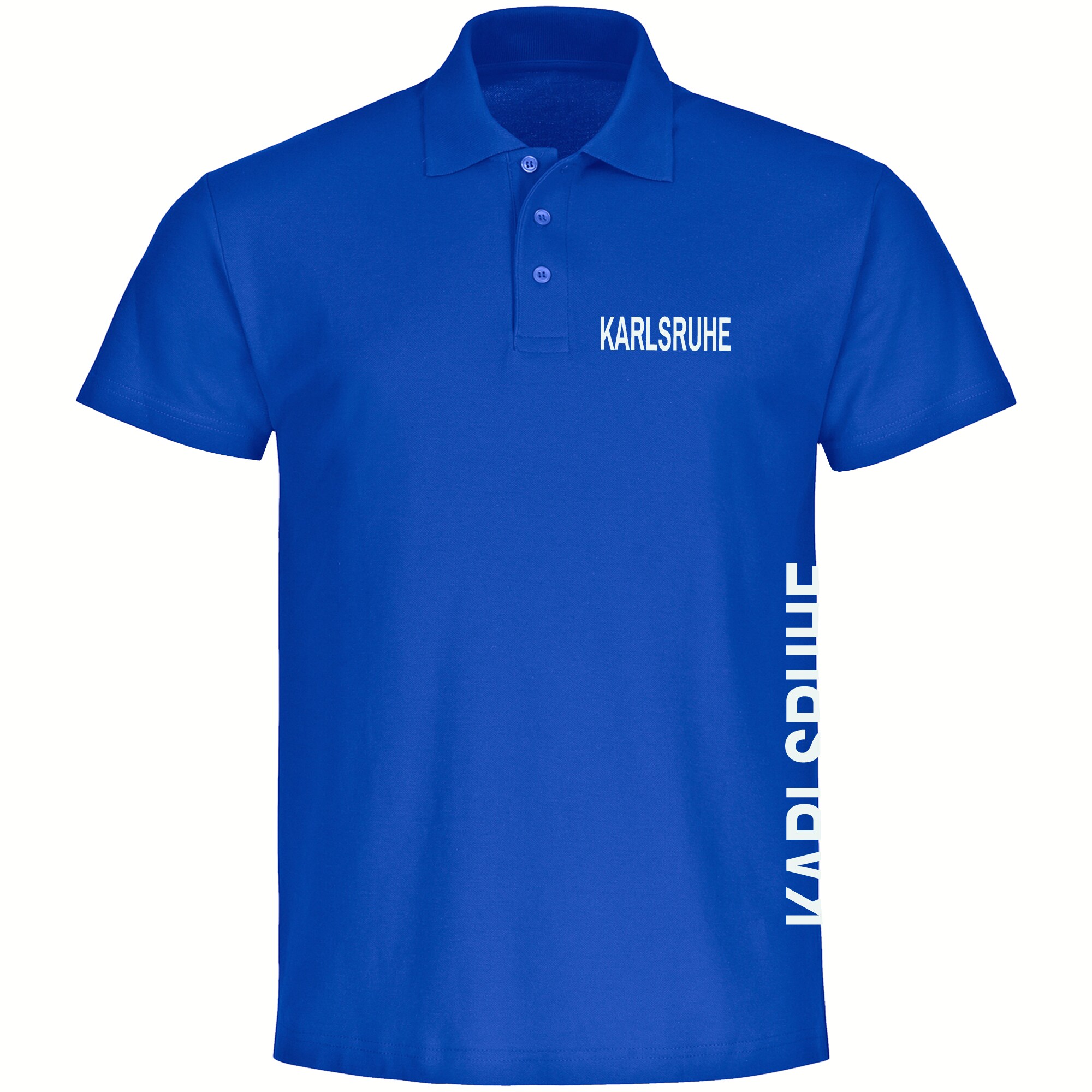 multifanshop Poloshirt - Karlsruhe - Brust & Seite - Druck wei&szlig; - Polo 