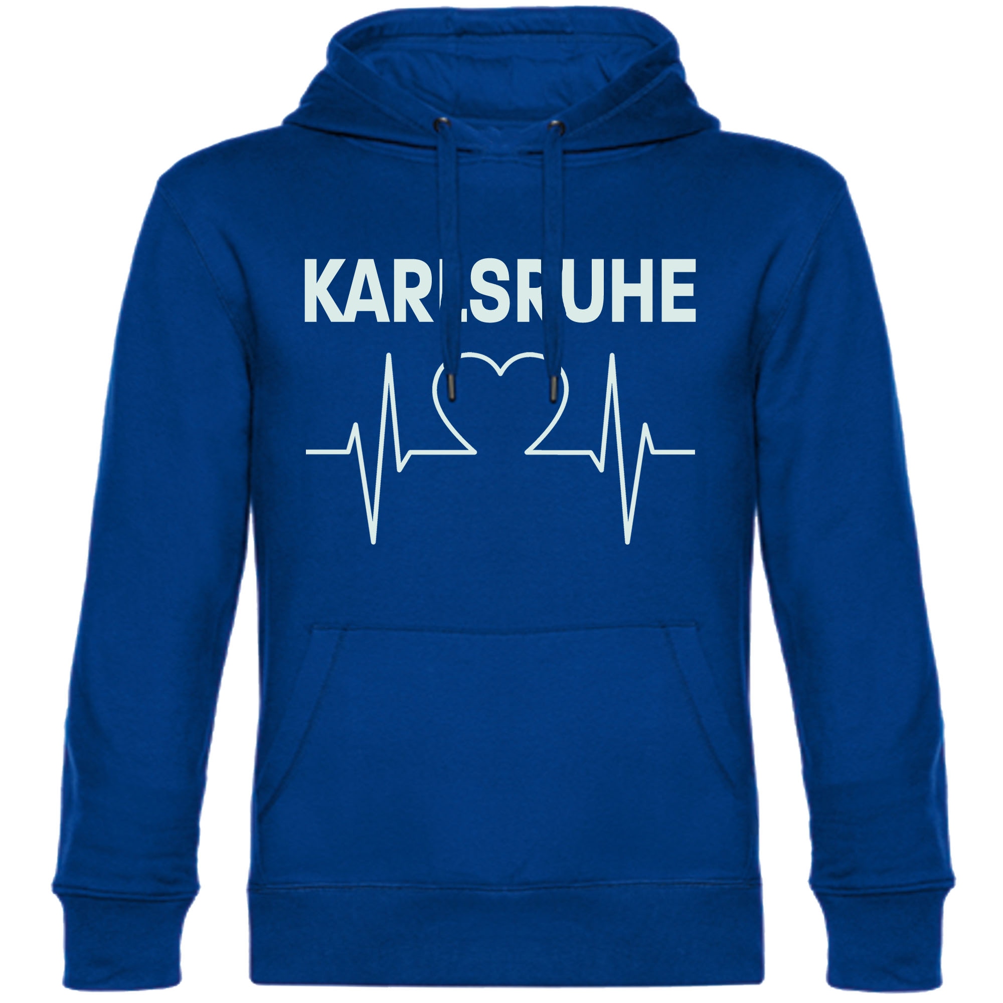 multifanshop Kapuzen Sweatshirt - Karlsruhe - Herzschlag - Druck wei&szlig; - Hoodie 