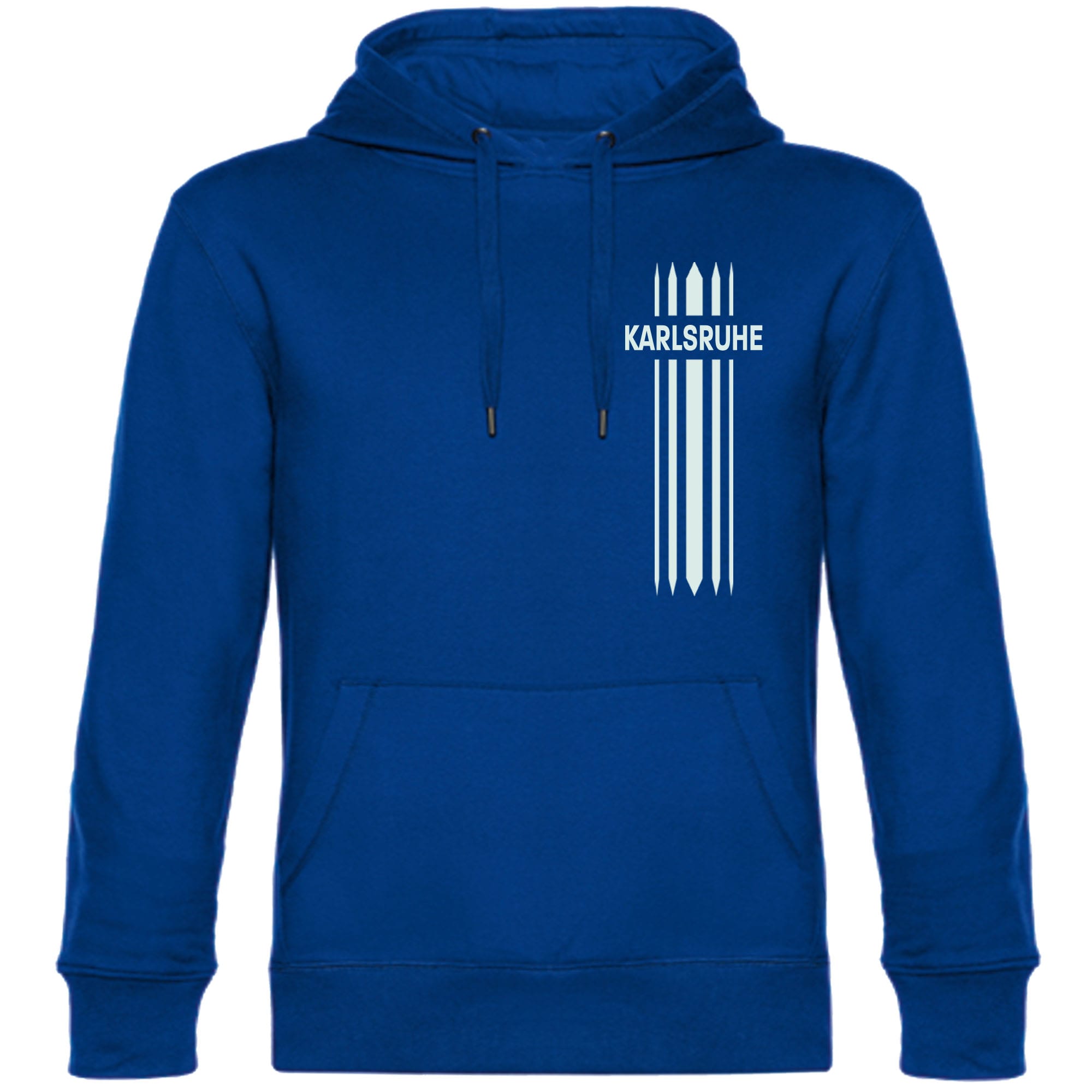 multifanshop Kapuzen Sweatshirt - Karlsruhe - Streifen - Druck wei&szlig; - Hoodie 