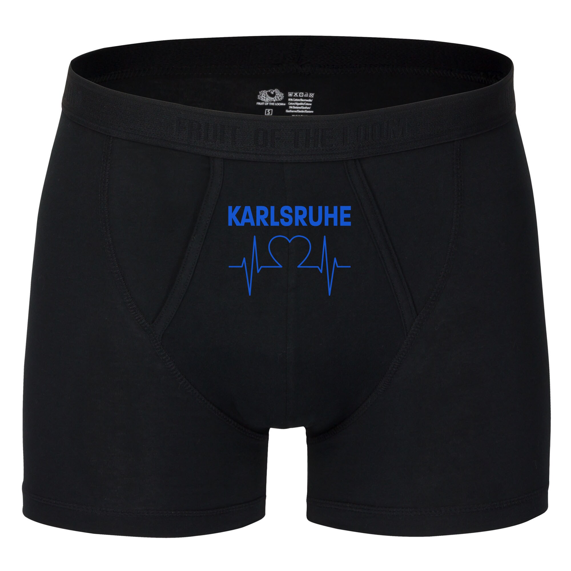 multifanshop Herren Boxer Short - Karlsruhe - Herzschlag - Druck blau - Unterw&auml;sche 