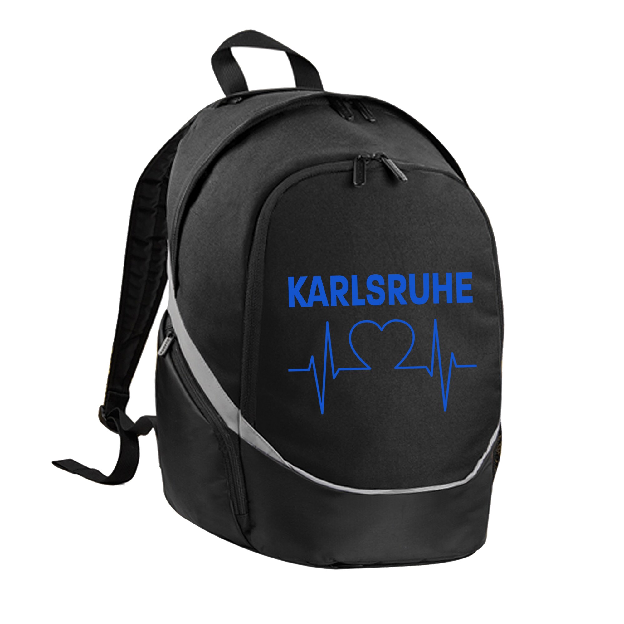 multifanshop Rucksack - Karlsruhe - Herzschlag - Druck blau - Tasche 