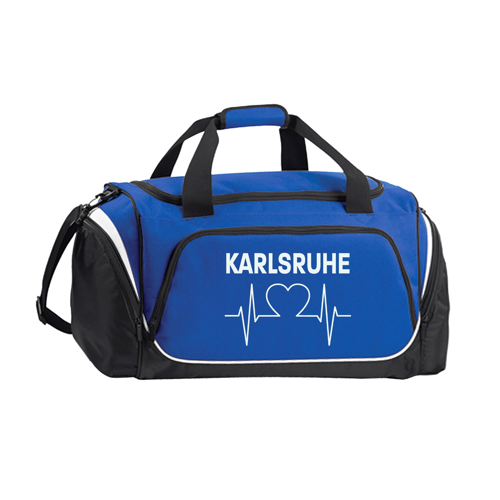 Sporttasche - Karlsruhe - Herzschlag - Druck weiß - Tasche