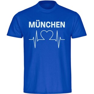 multifanshop Herren T-Shirt - München blau - Herzschlag - Druck weiß - Männer 