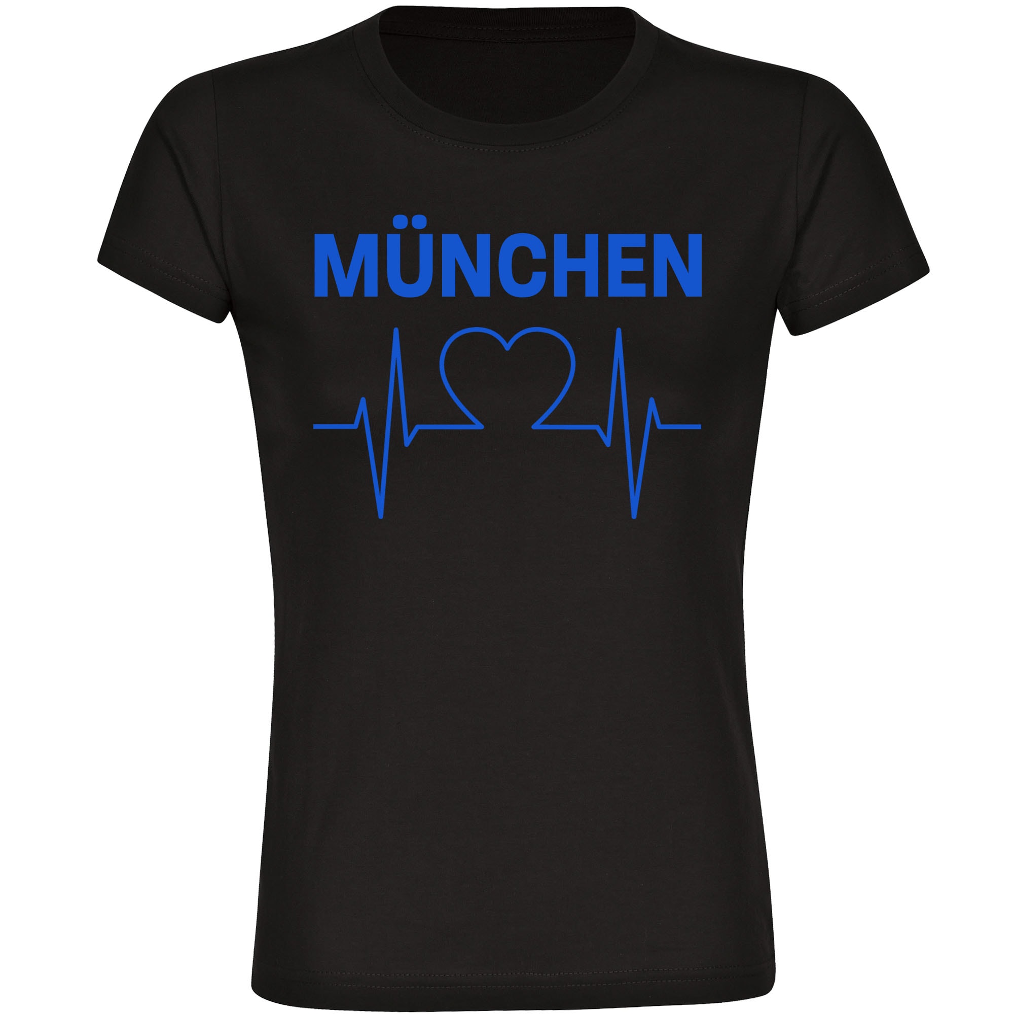 multifanshop Damen T-Shirt - M&uuml;nchen blau - Herzschlag - Druck blau - Frauen 