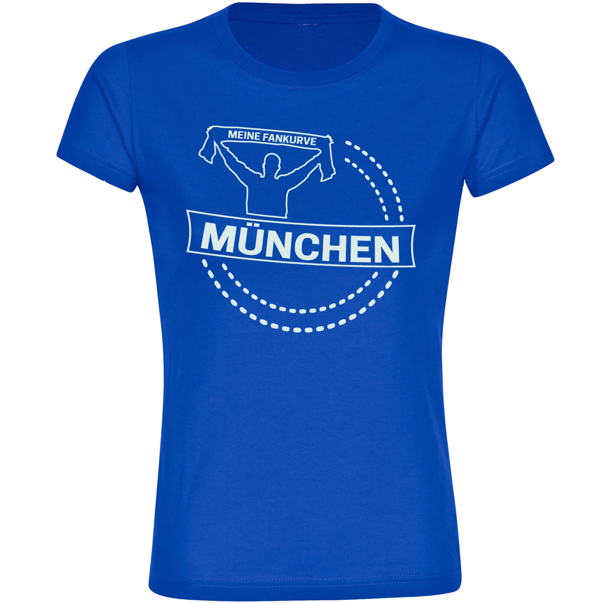 multifanshop Damen T-Shirt - M&uuml;nchen blau - Meine Fankurve - Druck wei&szlig; - Frauen 