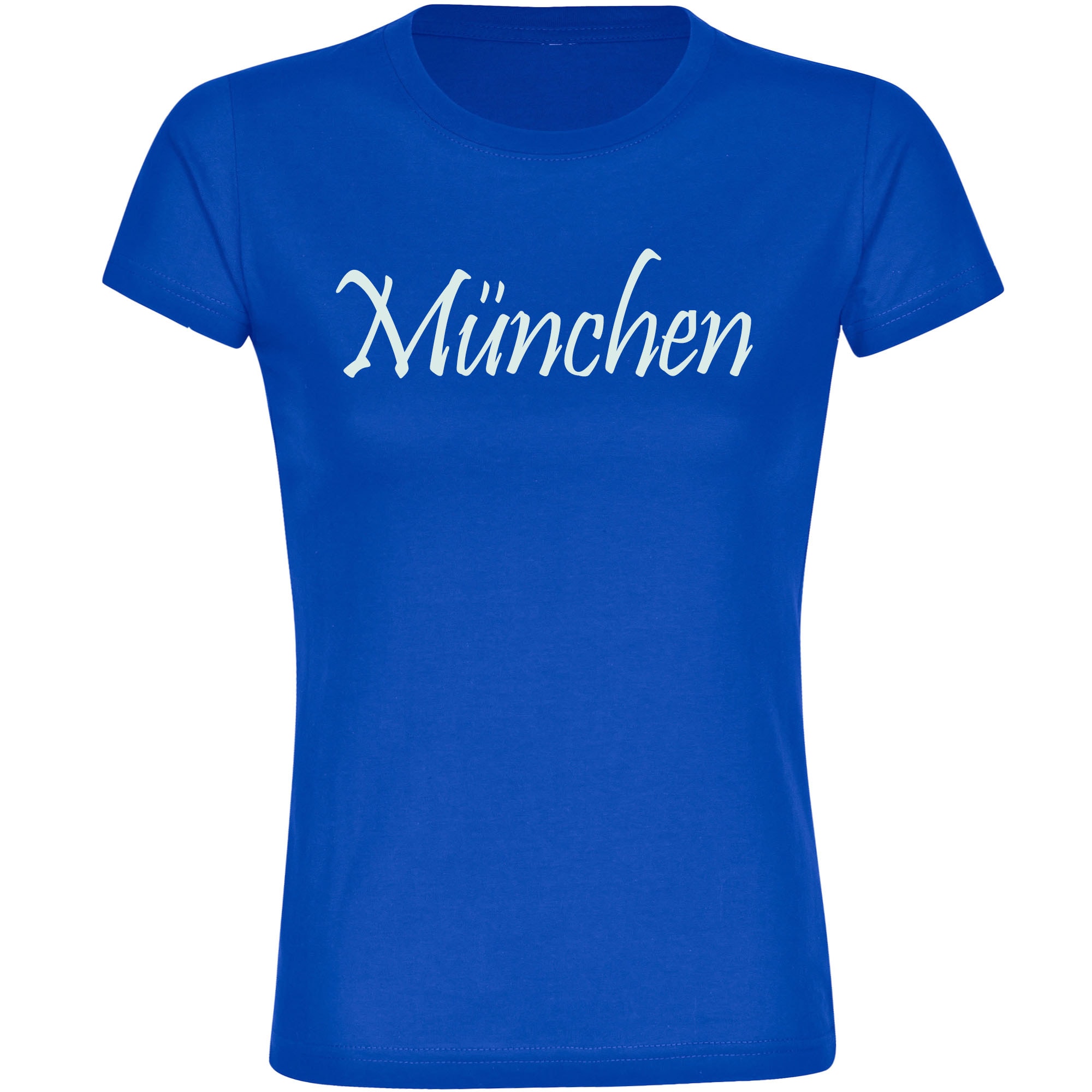 multifanshop Damen T-Shirt - M&uuml;nchen blau - Schriftzug - Druck wei&szlig; - Frauen 