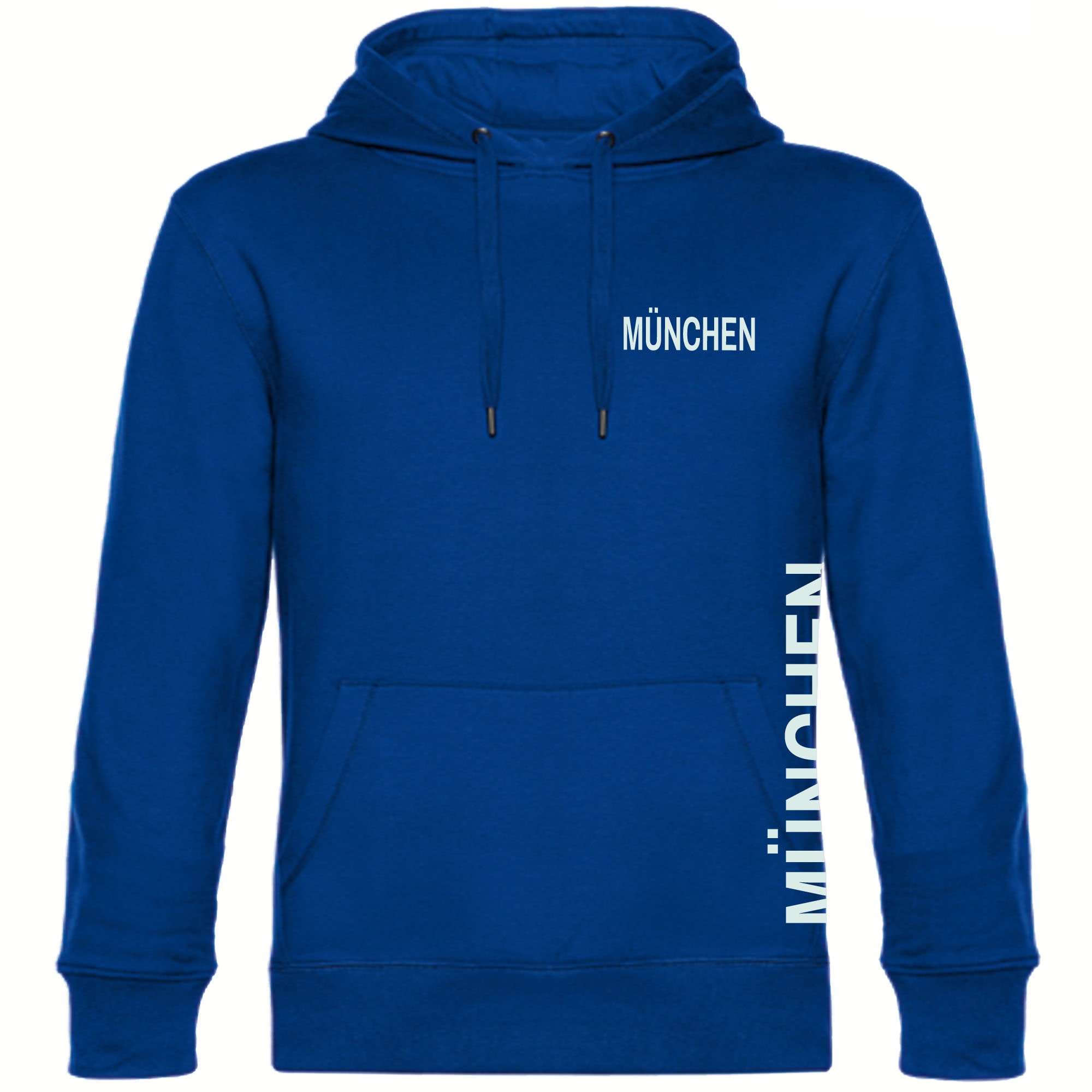 multifanshop Kapuzen Sweatshirt - M&uuml;nchen blau - Brust & Seite - Druck wei&szlig; - Hoodie 