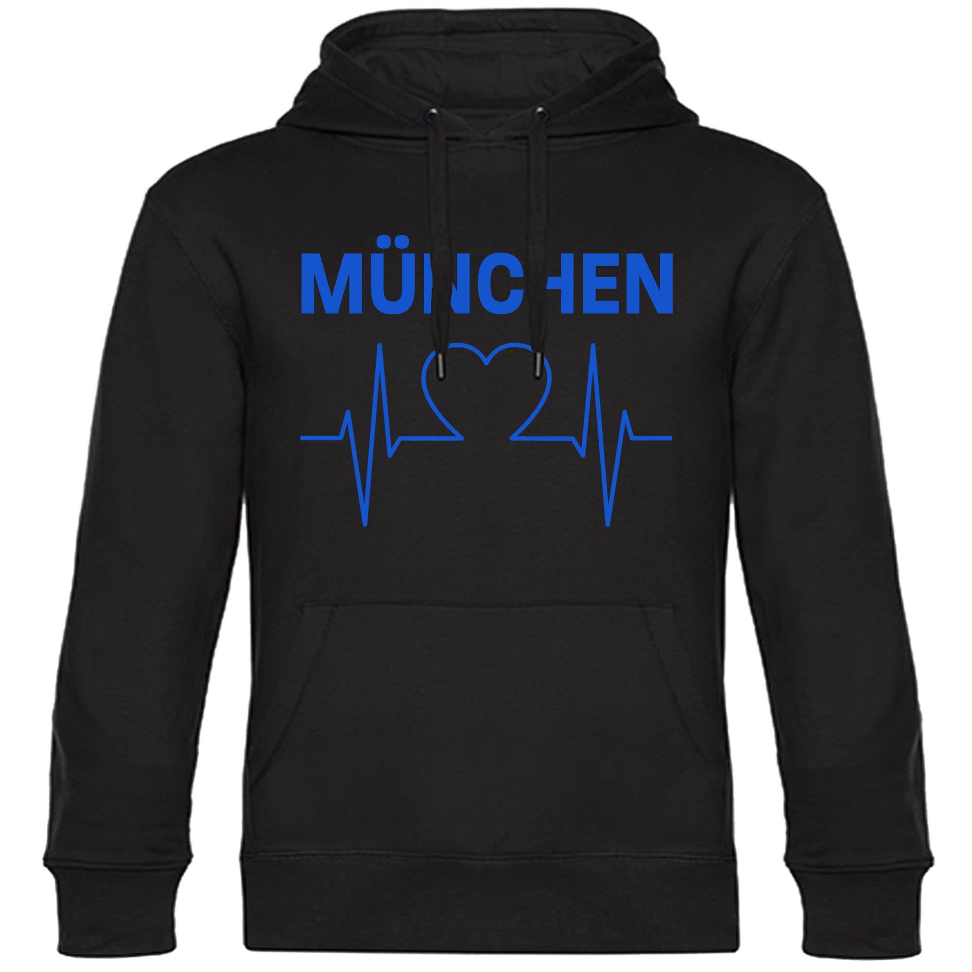 multifanshop Kapuzen Sweatshirt - M&uuml;nchen blau - Herzschlag - Druck blau - Hoodie 