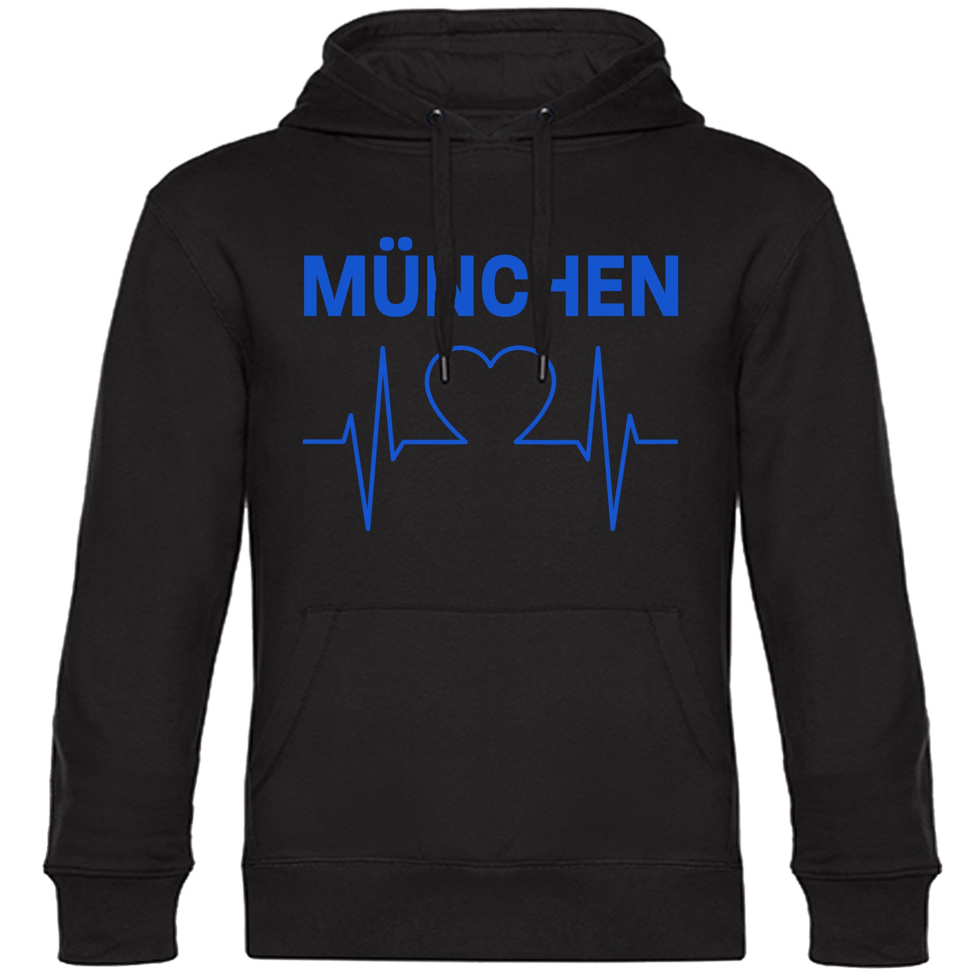 multifanshop Kapuzen Sweatshirt - M&uuml;nchen blau - Herzschlag - Druck blau - Hoodie 