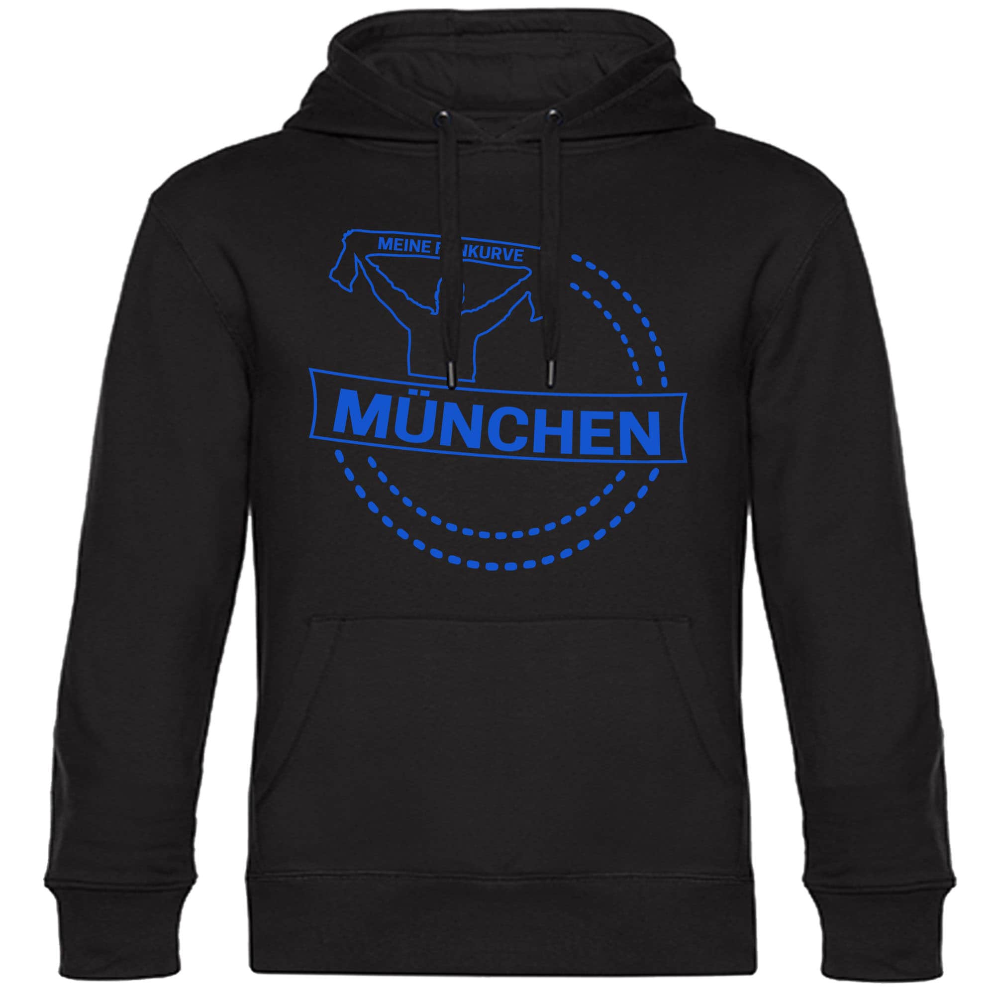 multifanshop Kapuzen Sweatshirt - M&uuml;nchen blau - Meine Fankurve - Druck blau - Hoodie 