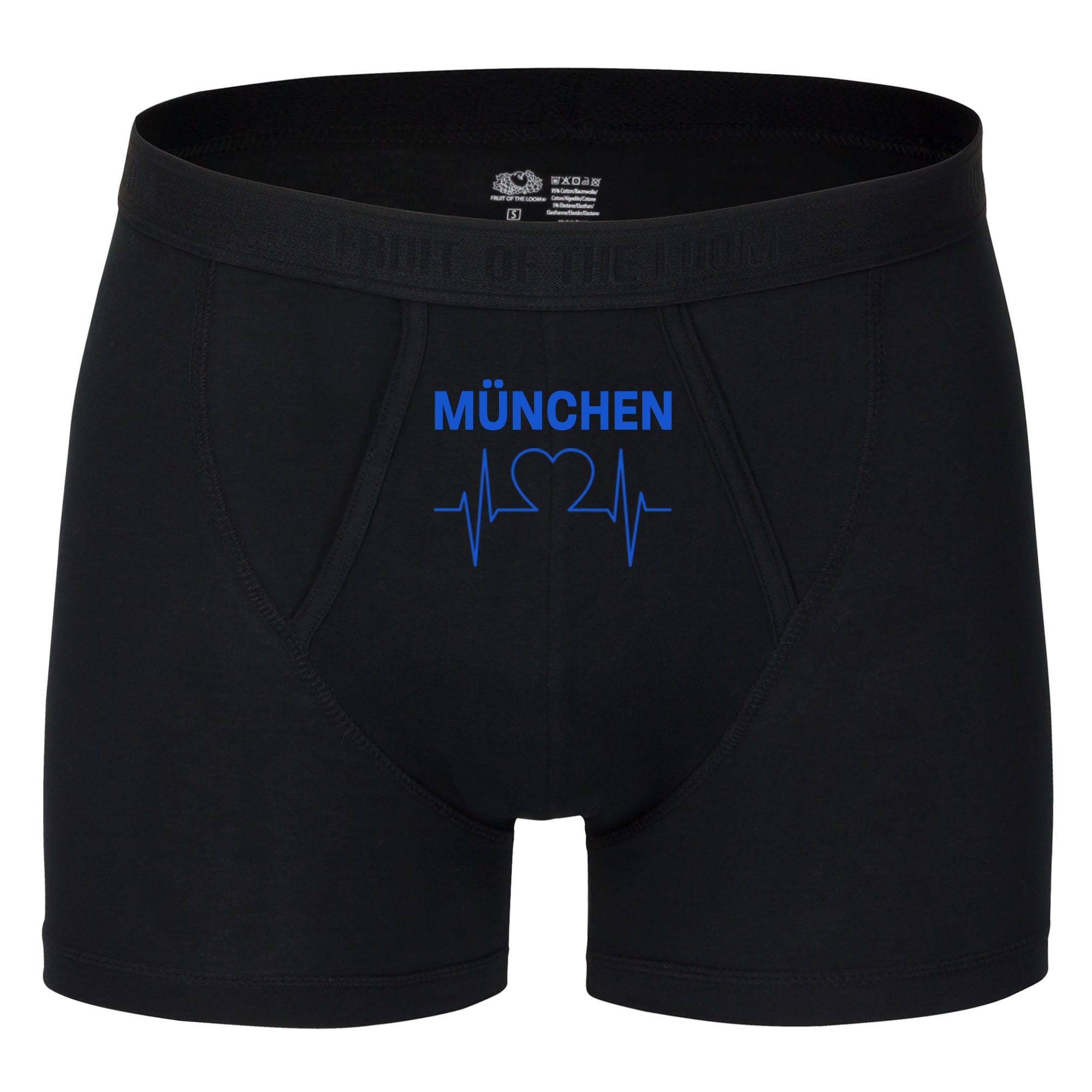 multifanshop Herren Boxer Short - M&uuml;nchen blau - Herzschlag - Druck blau - Unterw&auml;sche 