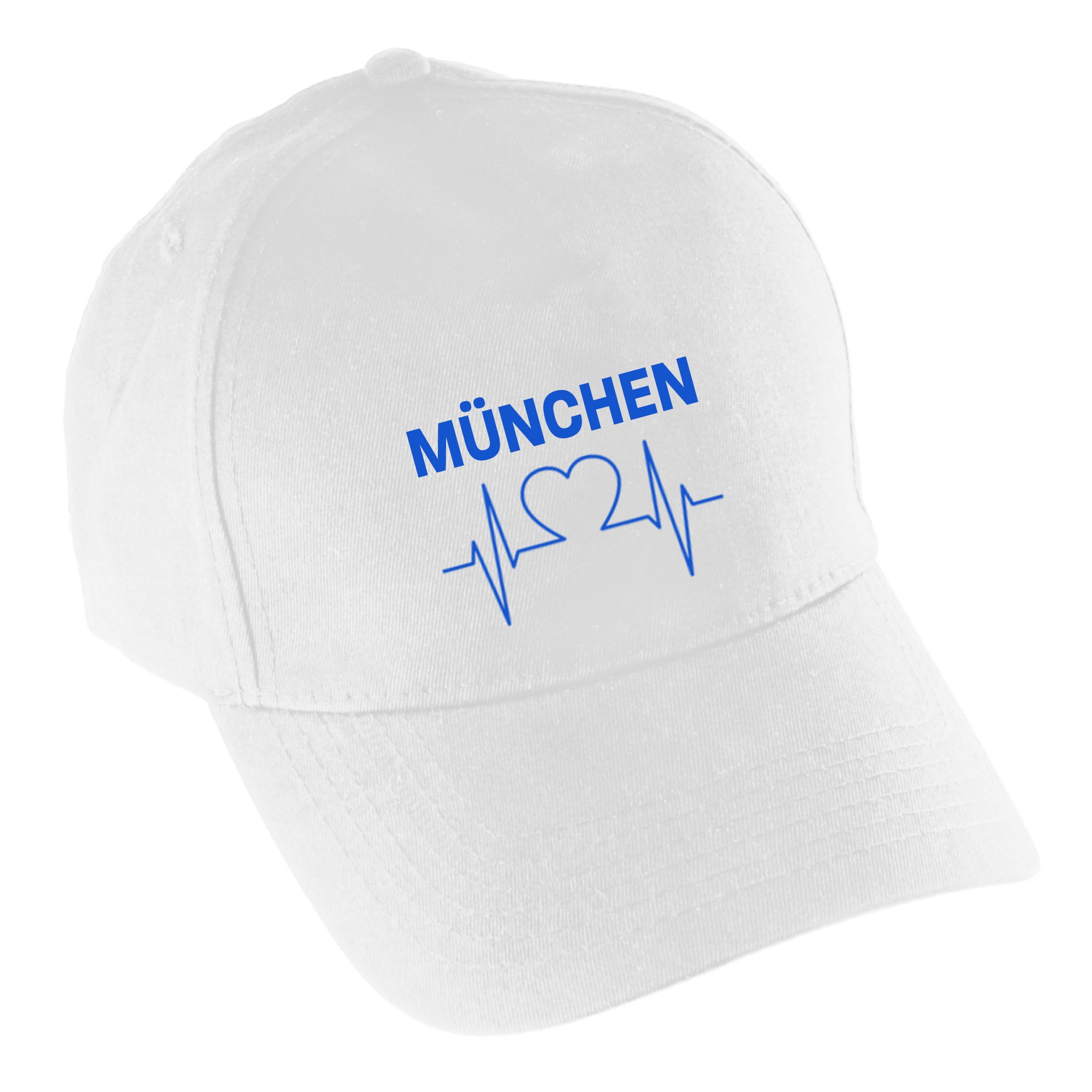 multifanshop Baseballcap - M&uuml;nchen blau - Herzschlag - Druck blau - M&uuml;tze 