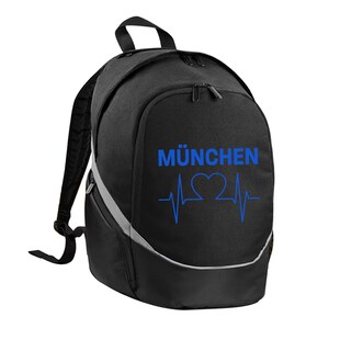 multifanshop Rucksack - München blau - Herzschlag - Druck blau - Tasche 
