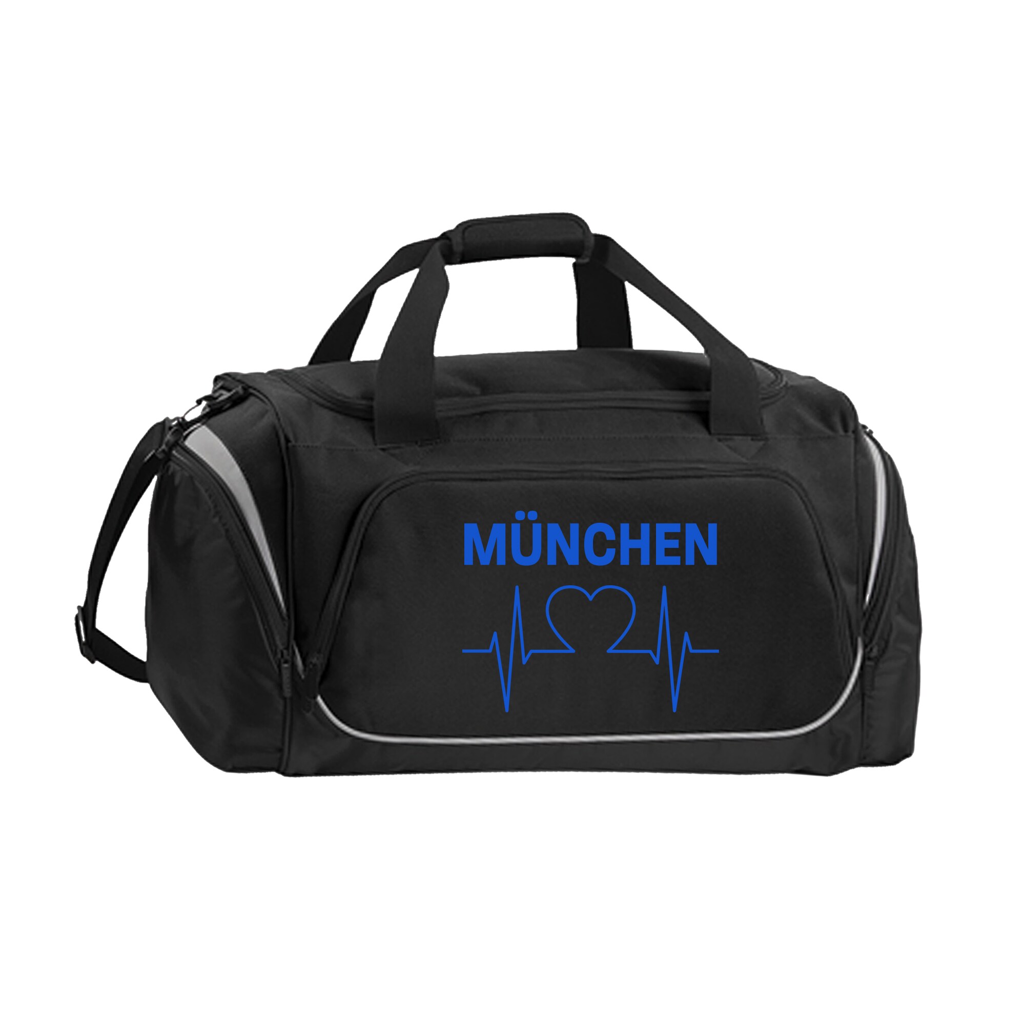multifanshop Sporttasche - M&uuml;nchen blau - Herzschlag - Druck blau - Tasche 