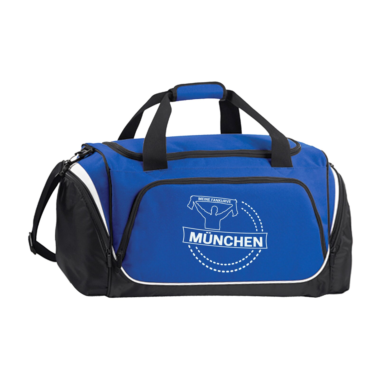 Sporttasche - München blau - Meine Fankurve - Druck weiß - Tasche