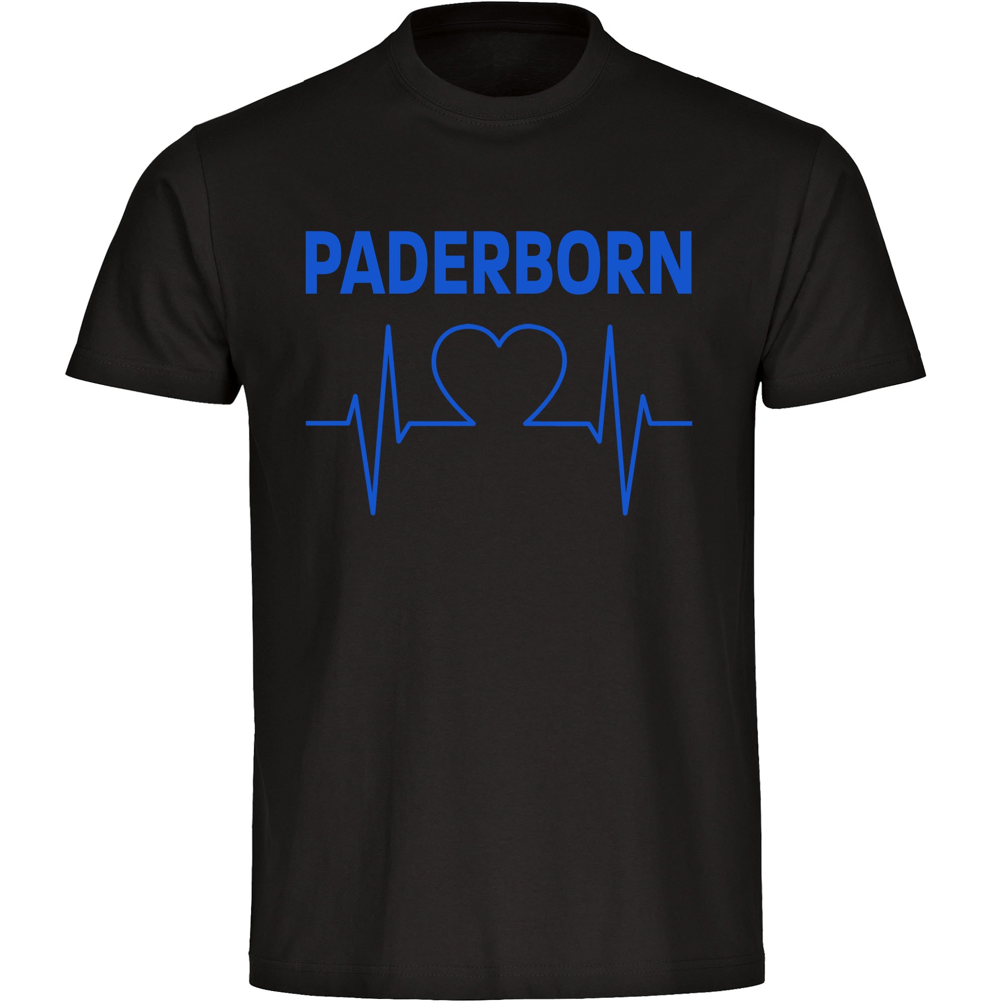 multifanshop Herren T-Shirt - Paderborn - Herzschlag - Druck blau - M&auml;nner 