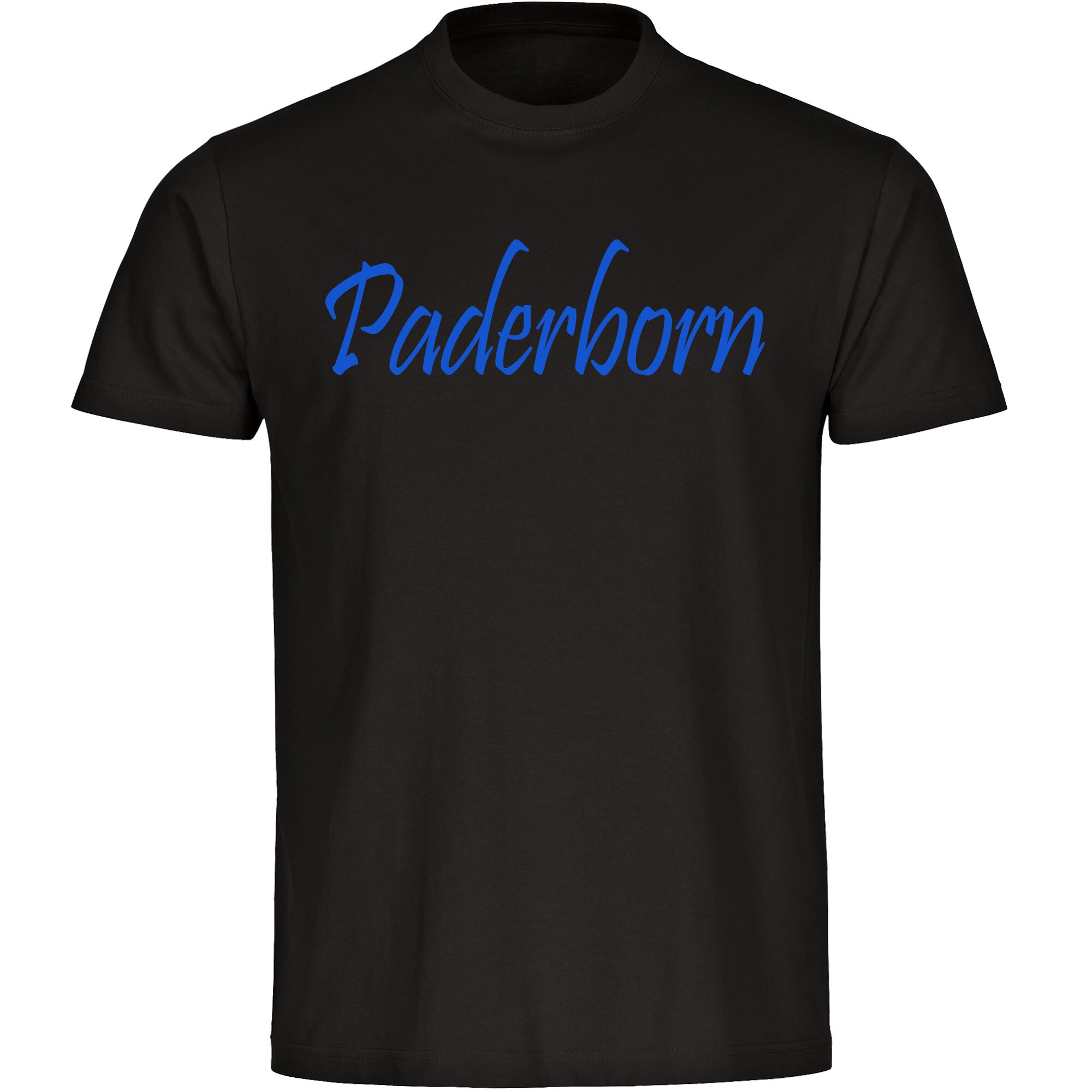 multifanshop Herren T-Shirt - Paderborn - Schriftzug - Druck blau - M&auml;nner 