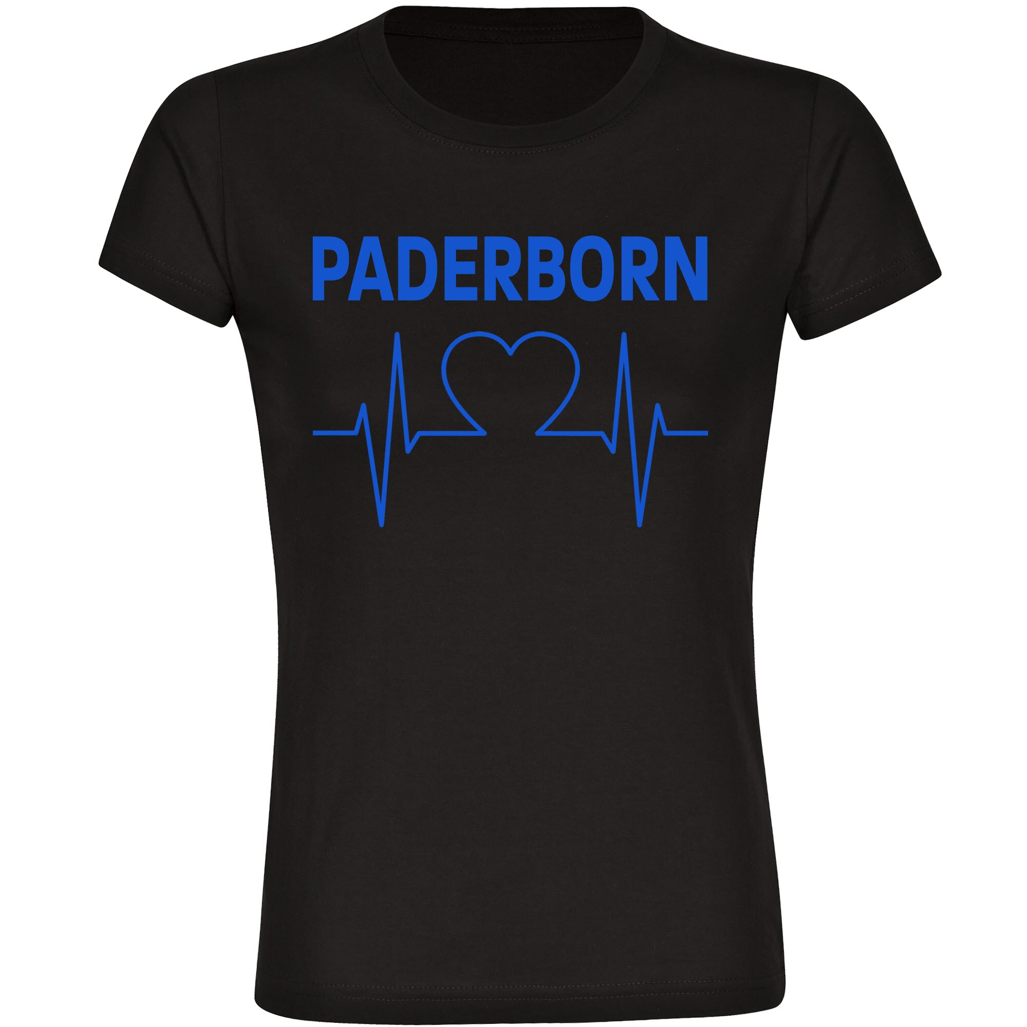 multifanshop Damen T-Shirt - Paderborn - Herzschlag - Druck blau - Frauen 