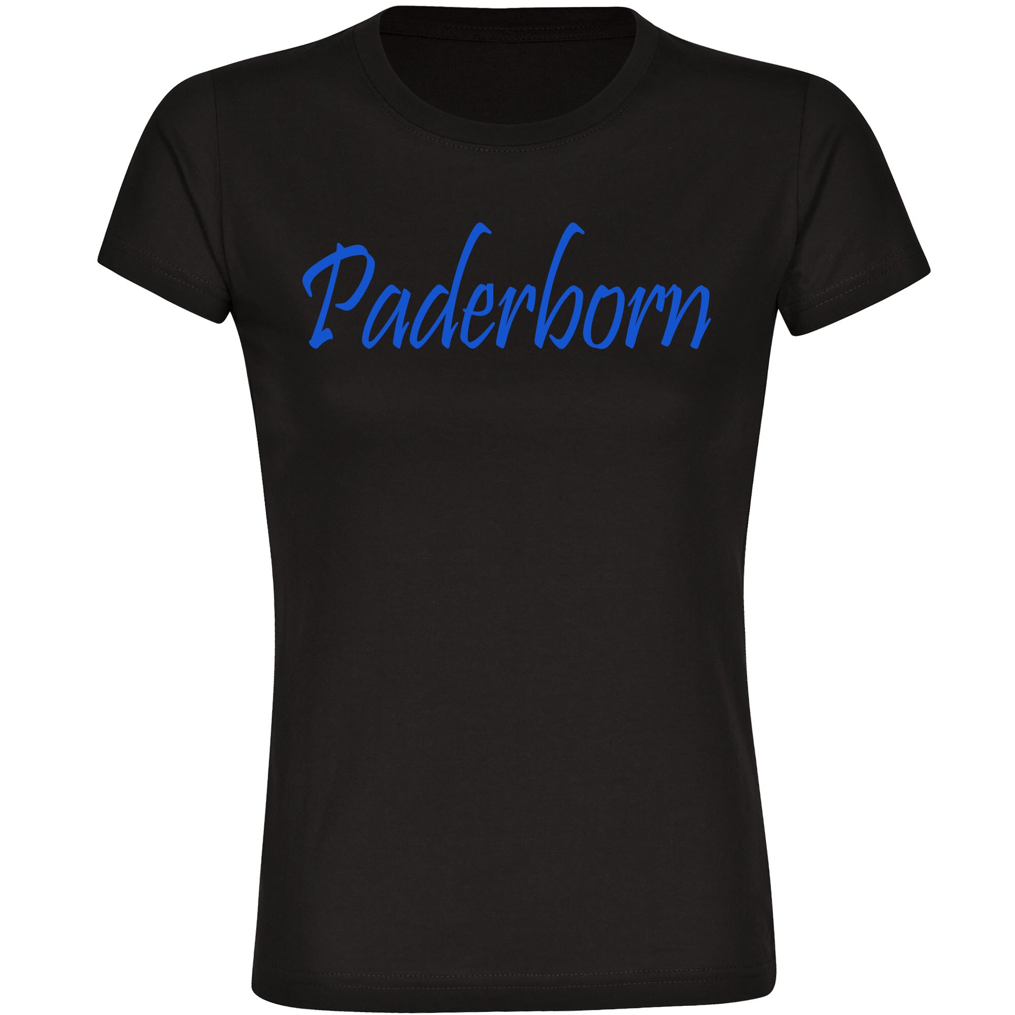 multifanshop Damen T-Shirt - Paderborn - Schriftzug - Druck blau - Frauen 