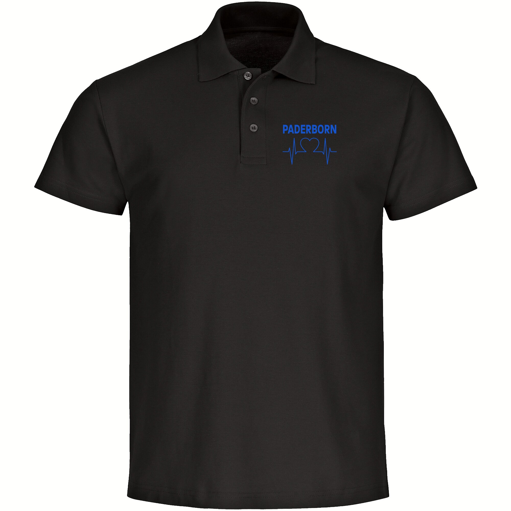 multifanshop Poloshirt - Paderborn - Herzschlag - Druck blau - Polo 