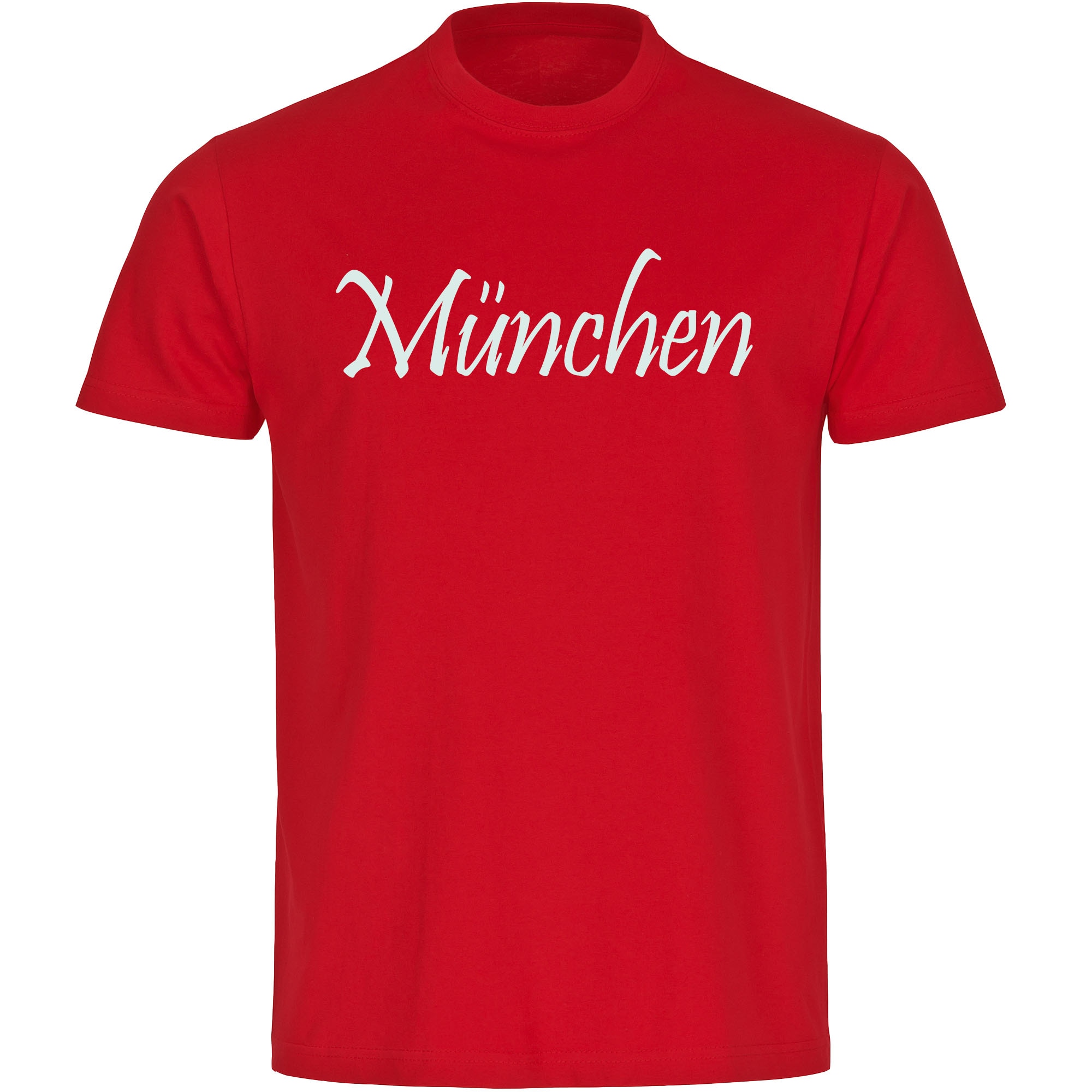 multifanshop Herren T-Shirt - M&uuml;nchen rot - Schriftzug - Druck wei&szlig; - M&auml;nner 