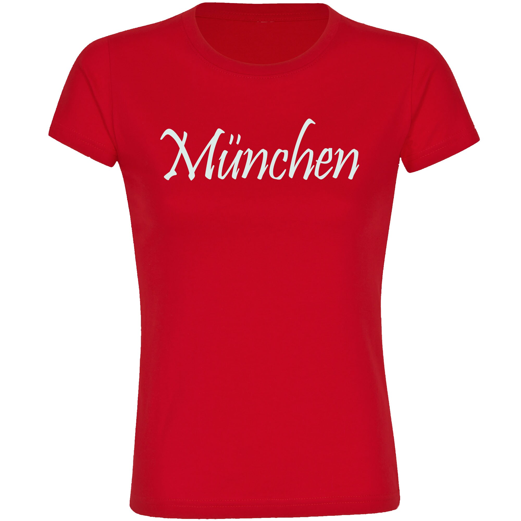 multifanshop Damen T-Shirt - M&uuml;nchen rot - Schriftzug - Druck wei&szlig; - Frauen 