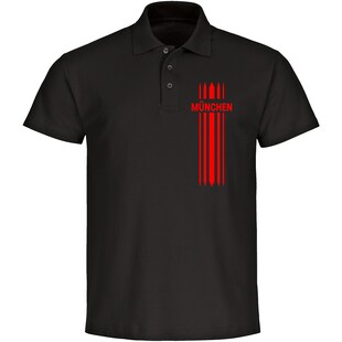 multifanshop Poloshirt - München rot - Streifen - Druck rot - Polo 