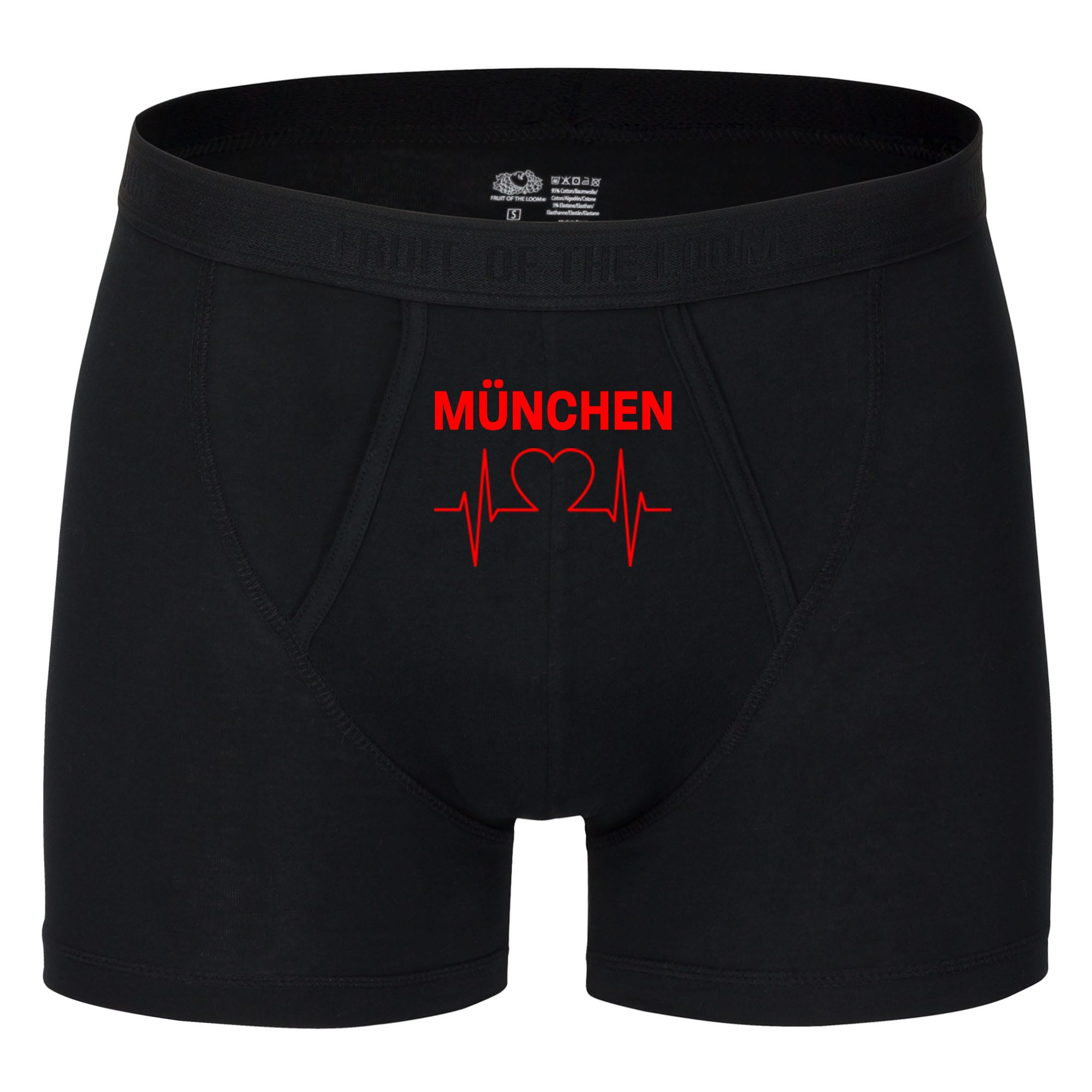 multifanshop Herren Boxer Short - M&uuml;nchen rot - Herzschlag - Druck rot - Unterw&auml;sche 