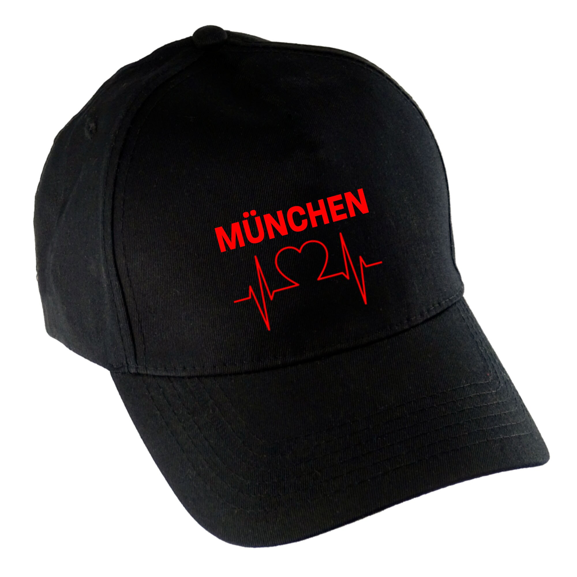multifanshop Baseballcap - M&uuml;nchen rot - Herzschlag - Druck rot - M&uuml;tze 