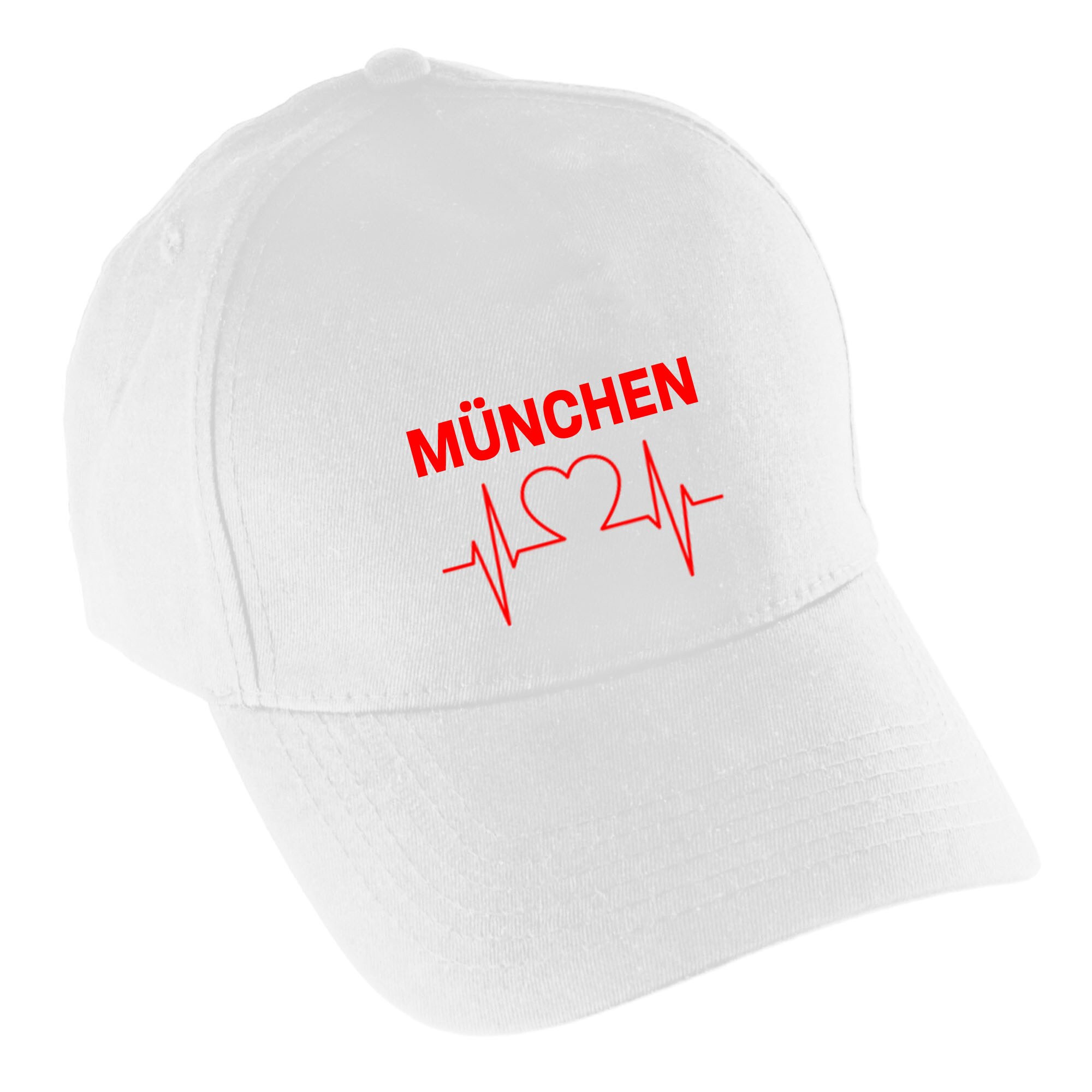 multifanshop Baseballcap - M&uuml;nchen rot - Herzschlag - Druck rot - M&uuml;tze 