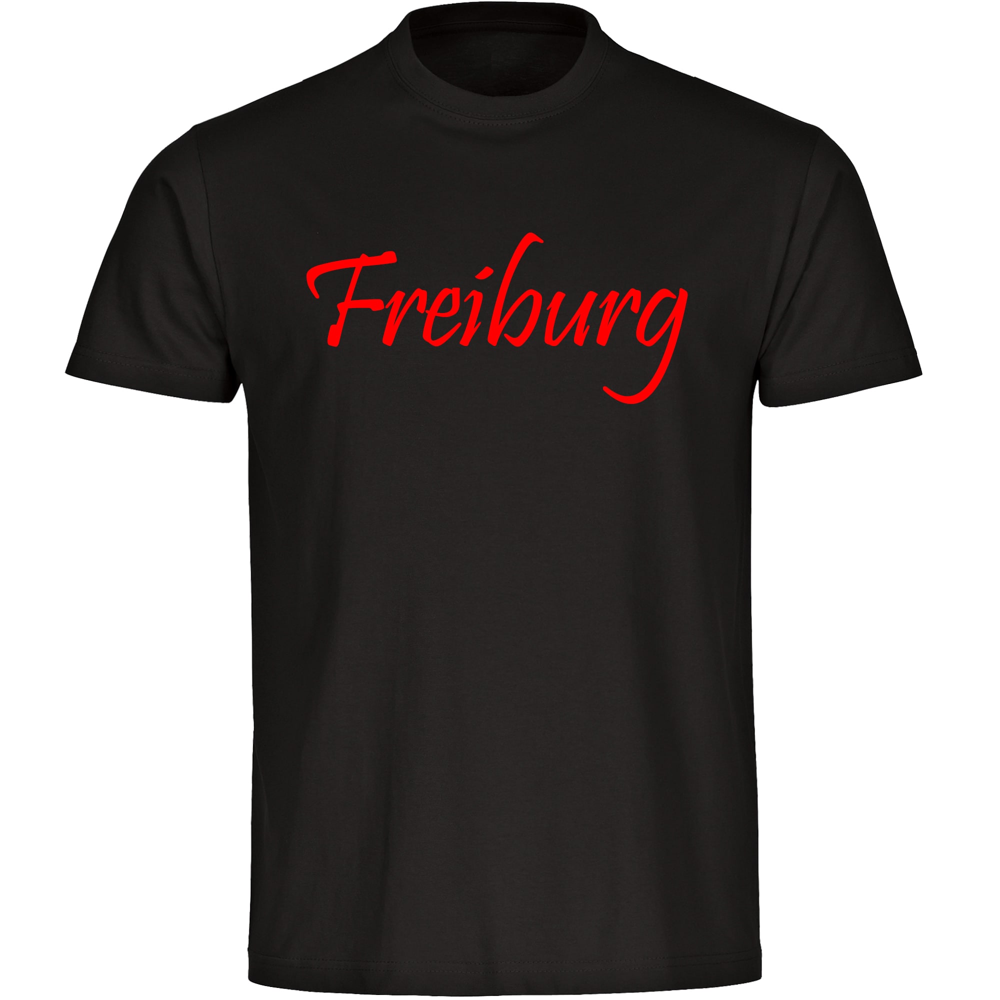 multifanshop Herren T-Shirt - Freiburg - Schriftzug - Druck rot - M&auml;nner 
