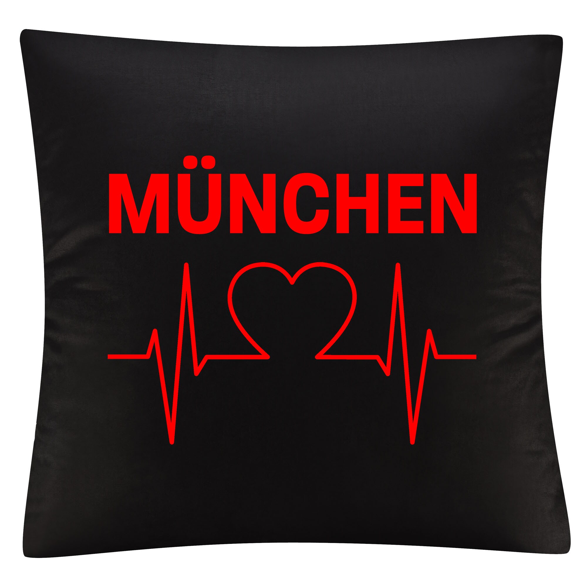 multifanshop Kissenbezug - M&uuml;nchen rot - Herzschlag - Druck rot - Kissen 