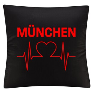 multifanshop Kissenbezug - München rot - Herzschlag - Druck rot - Kissen 