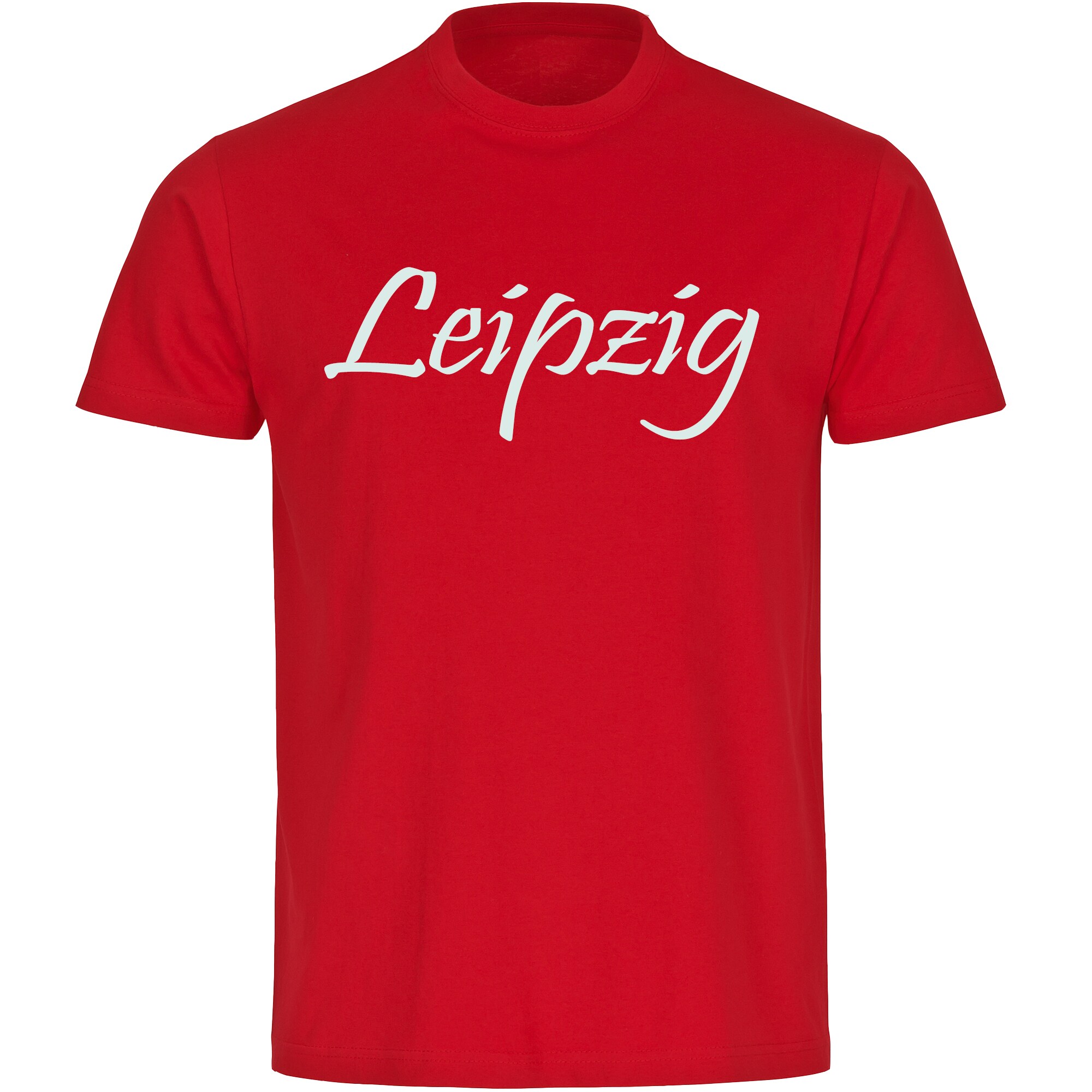 multifanshop Herren T-Shirt - Leipzig - Schriftzug - Druck wei&szlig; - M&auml;nner 