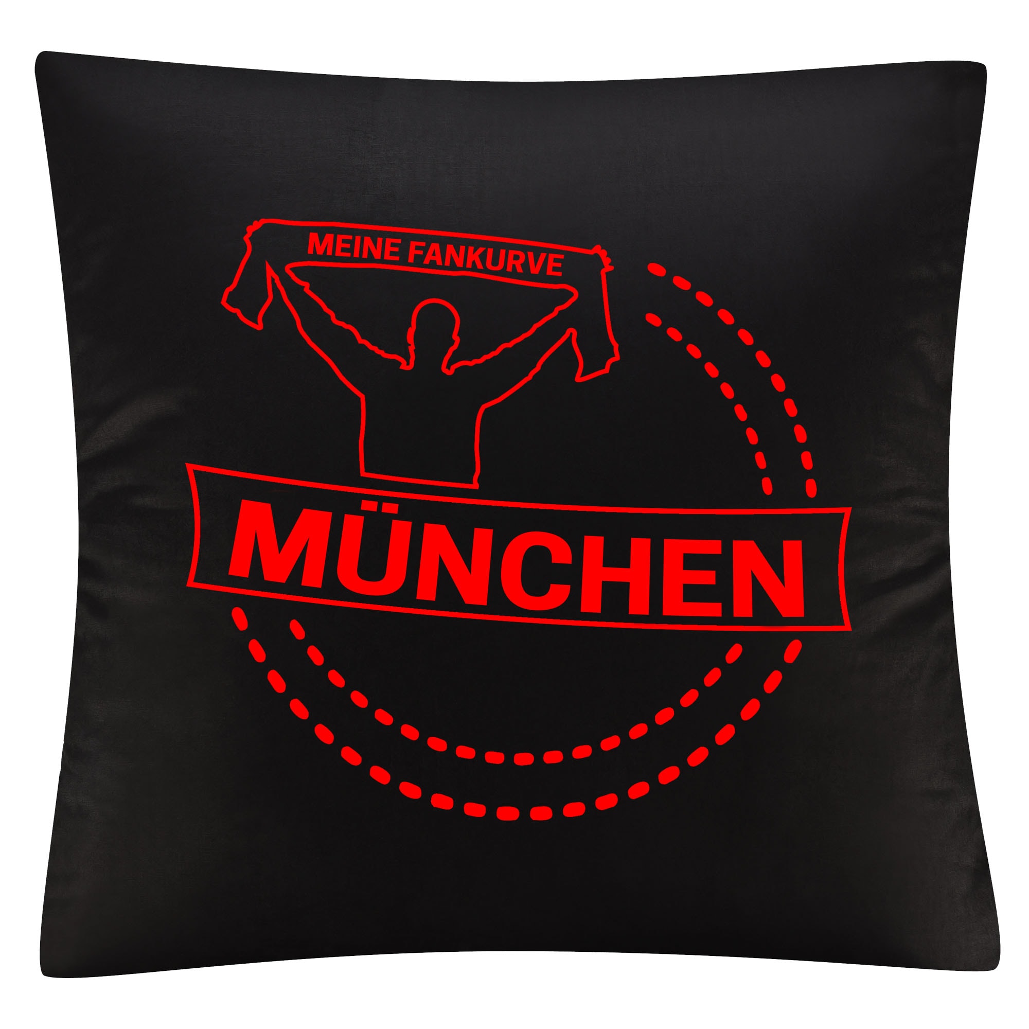 multifanshop Kissenbezug - M&uuml;nchen rot - Meine Fankurve - Druck rot - Kissen 