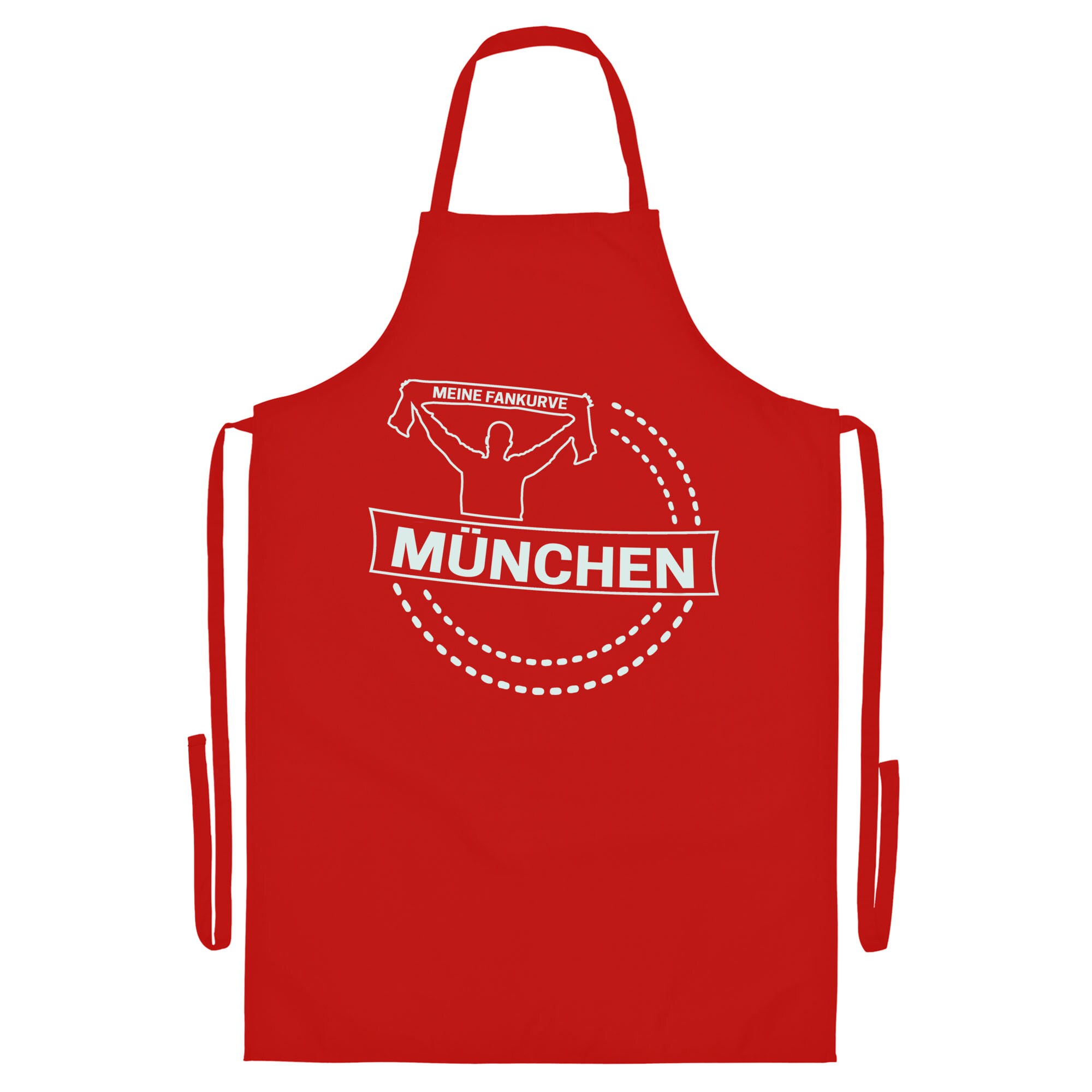 multifanshop Grillsch&uuml;rze - M&uuml;nchen rot - Meine Fankurve - Druck wei&szlig; - Sch&uuml;rze 