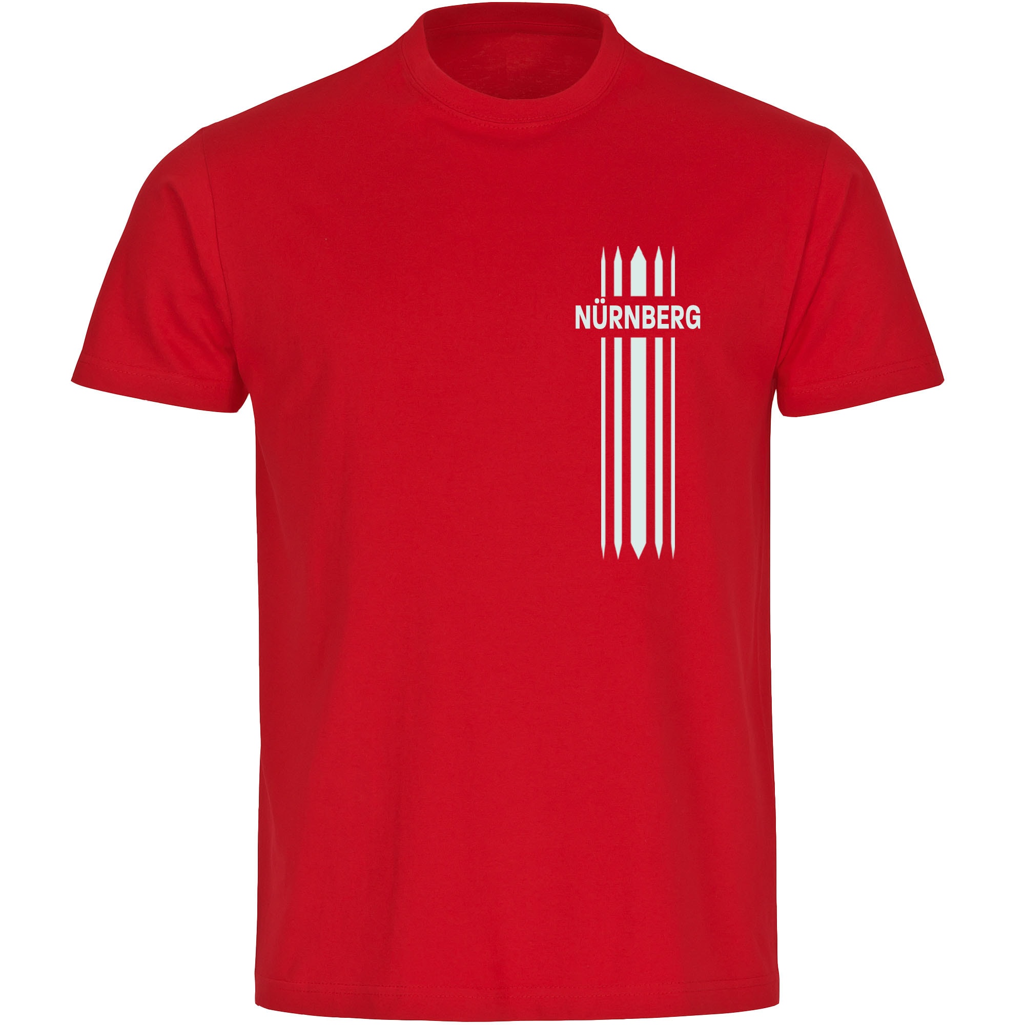 multifanshop Herren T-Shirt - N&uuml;rnberg - Streifen - Druck wei&szlig; - M&auml;nner 