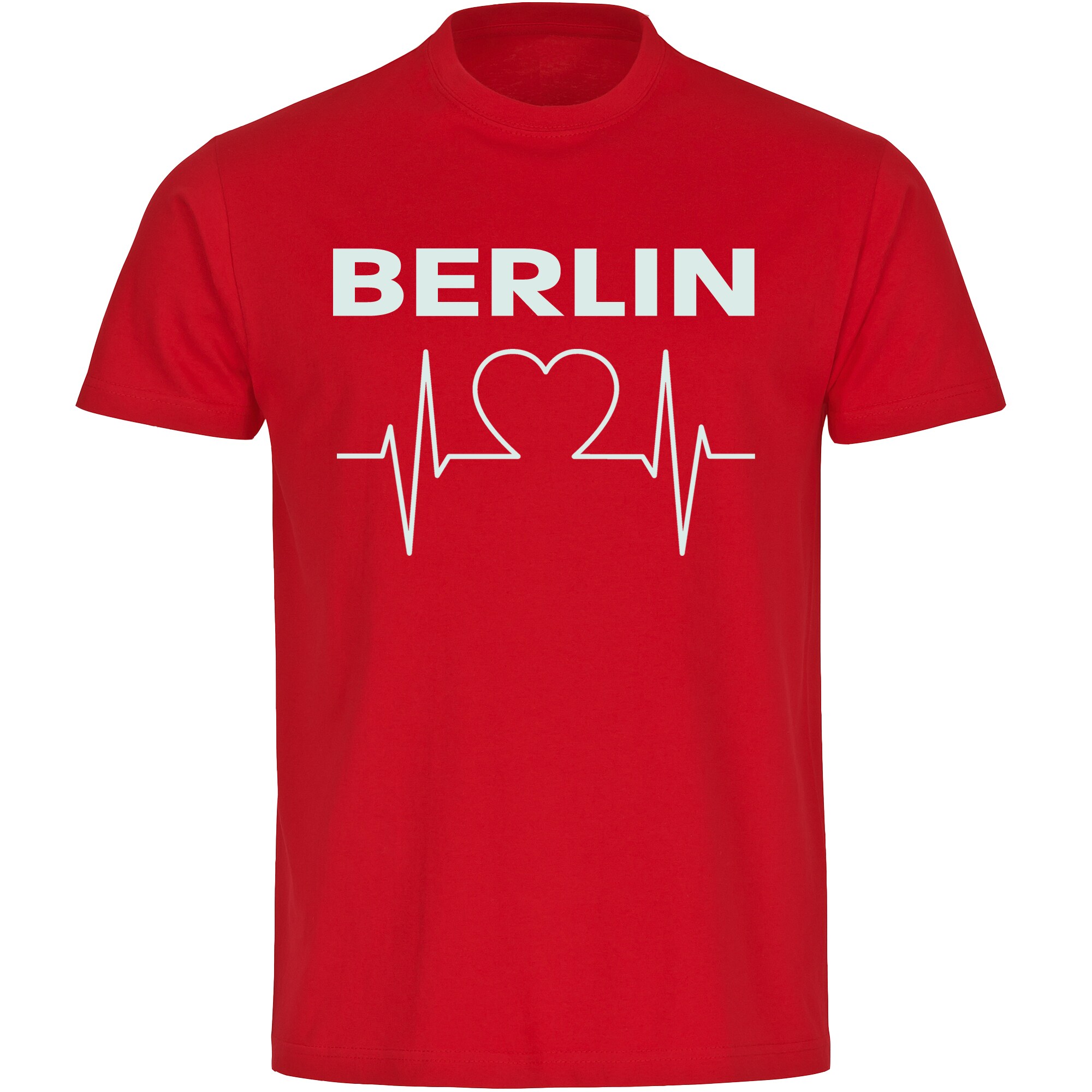 multifanshop Herren T-Shirt - Berlin rot - Herzschlag - Druck wei&szlig; - M&auml;nner 