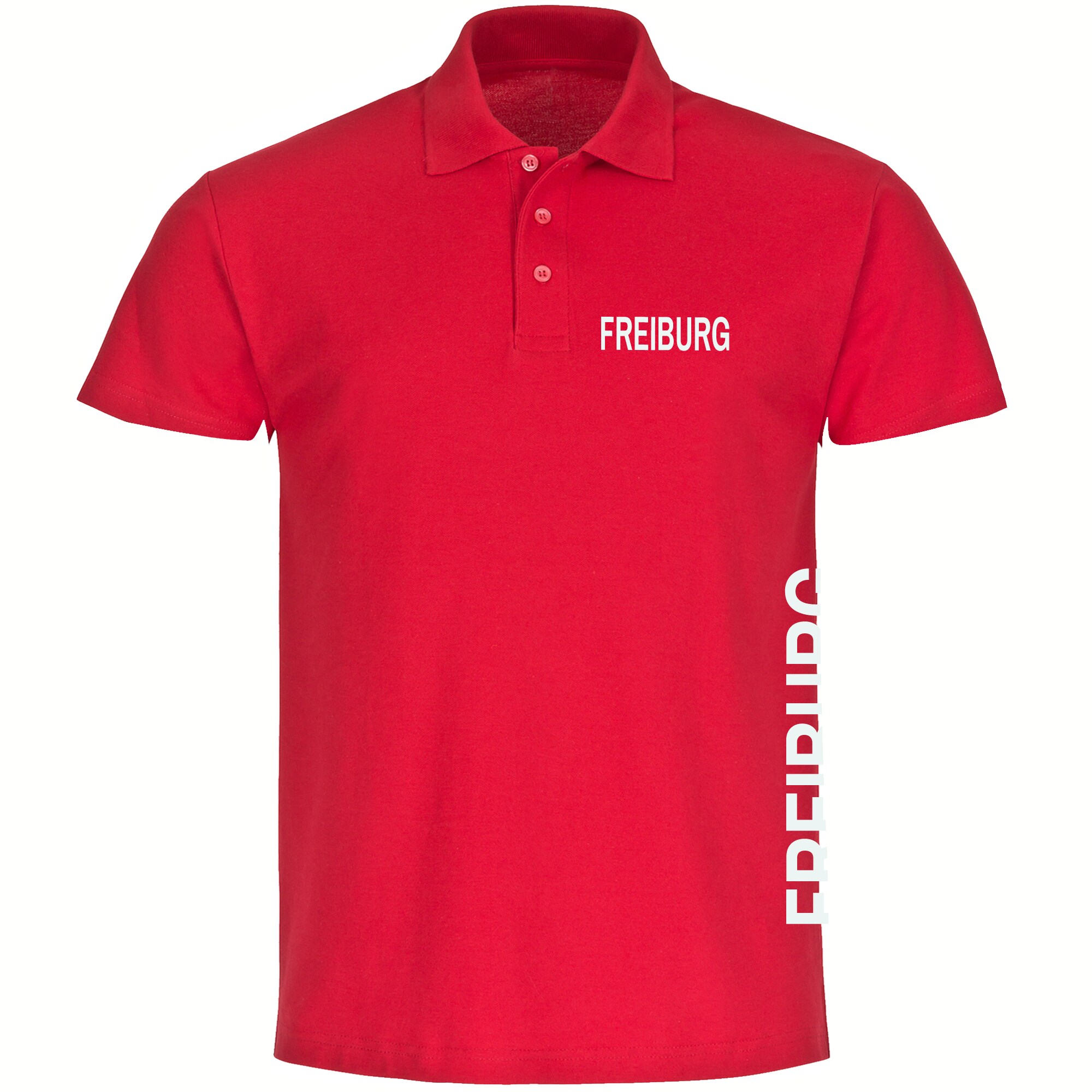 multifanshop Poloshirt - Freiburg - Brust & Seite - Druck wei&szlig; - Polo 