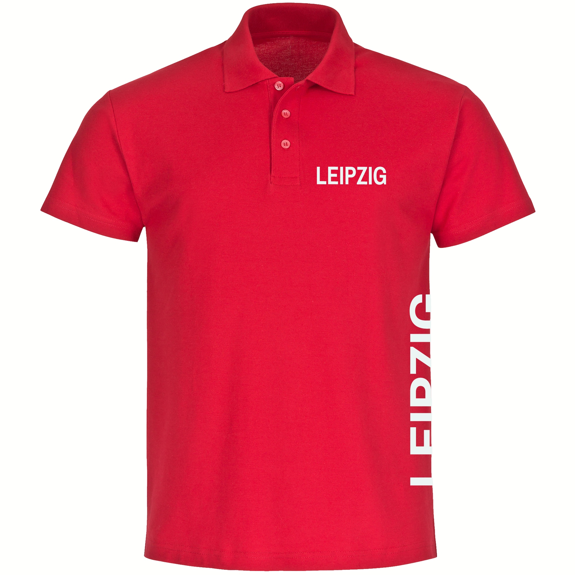 multifanshop Poloshirt - Leipzig - Brust & Seite - Druck wei&szlig; - Polo 