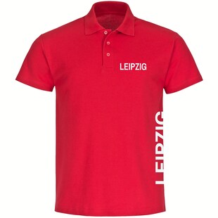 multifanshop Poloshirt - Leipzig - Brust & Seite - Druck weiß - Polo 