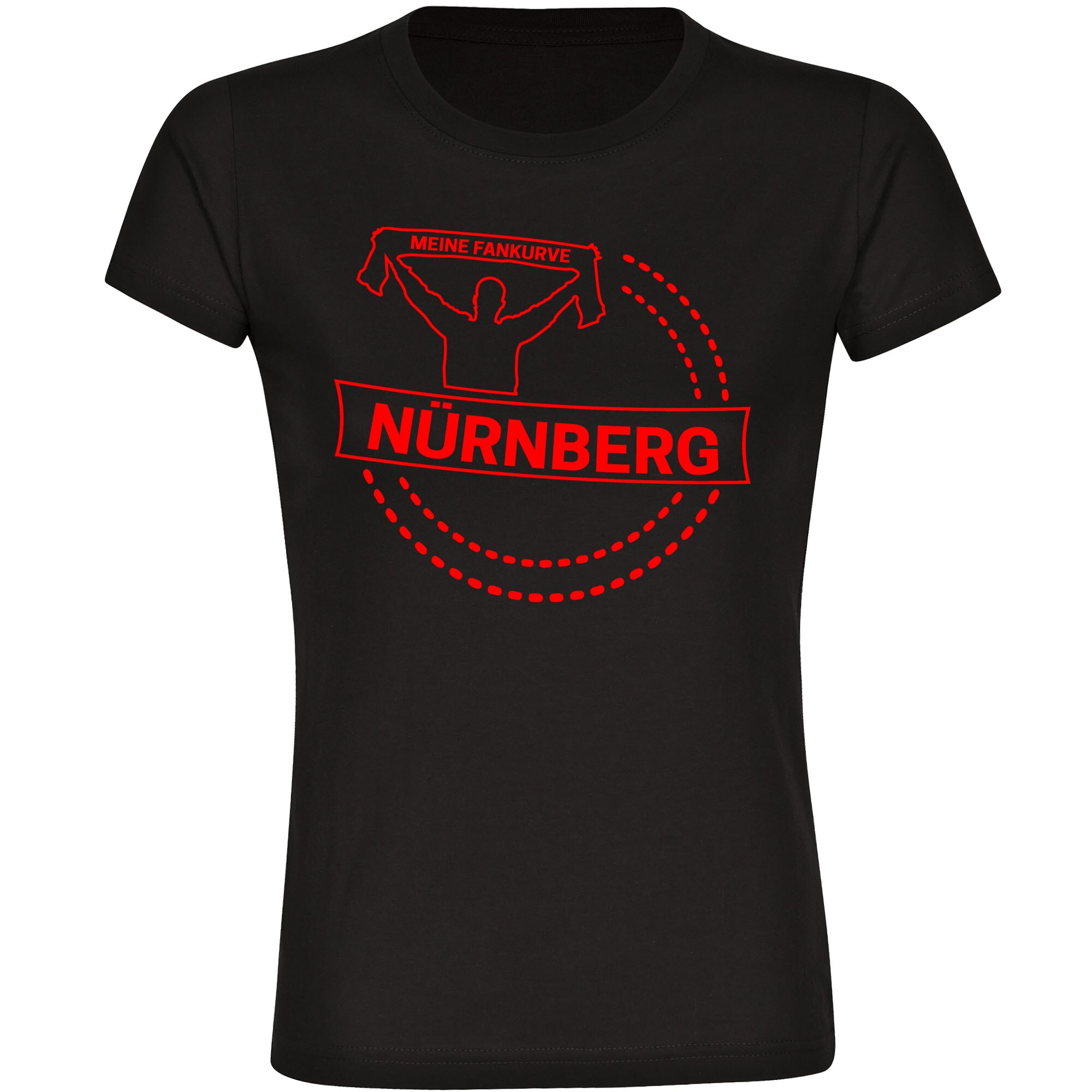 multifanshop Damen T-Shirt - N&uuml;rnberg - Meine Fankurve - Druck rot - Frauen 